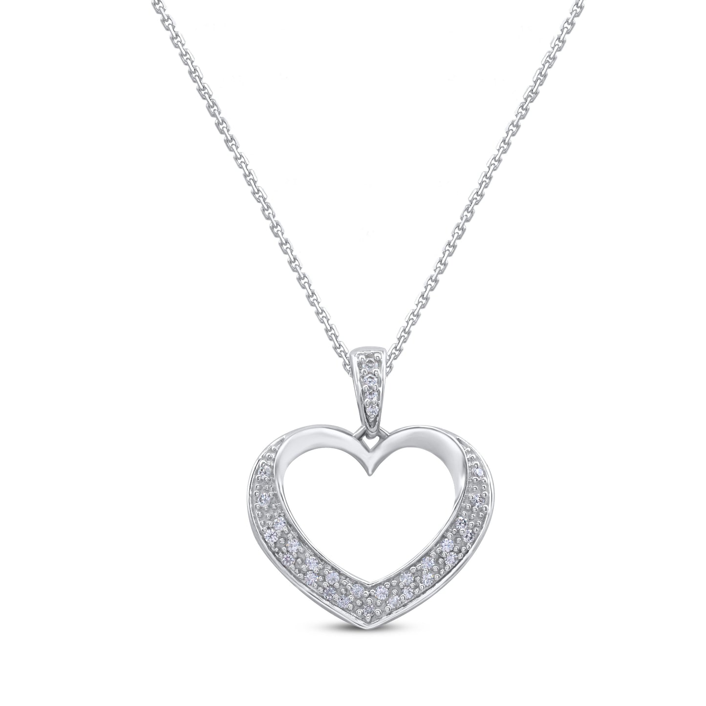 Stylish Open Heart Pendant Necklace in 10K Gold