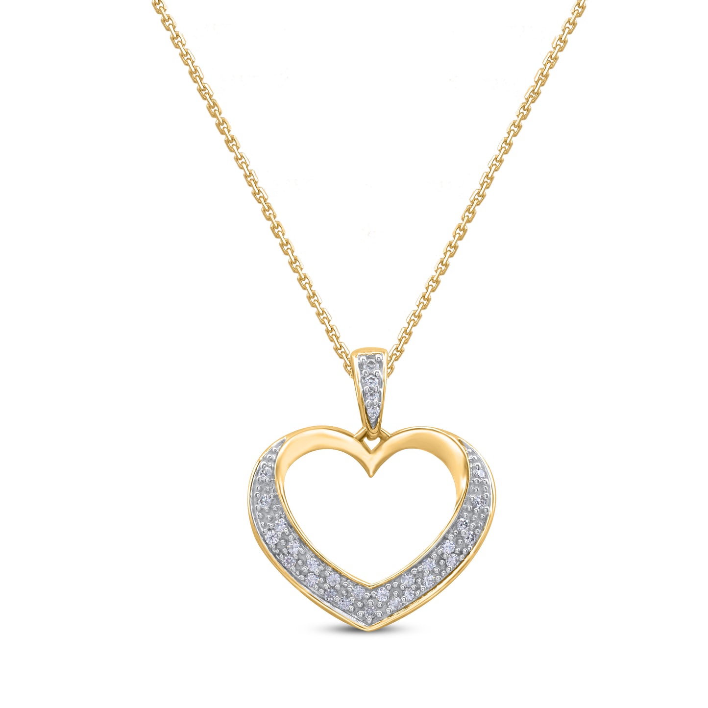 Stylish Open Heart Pendant Necklace in 10K Gold