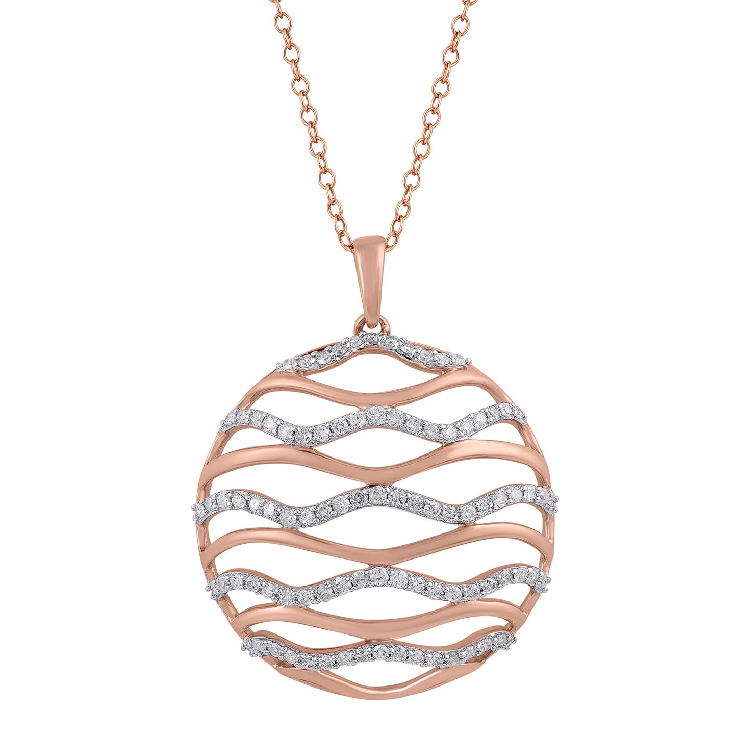 Circle Wave Pendant Necklace in 10K Gold