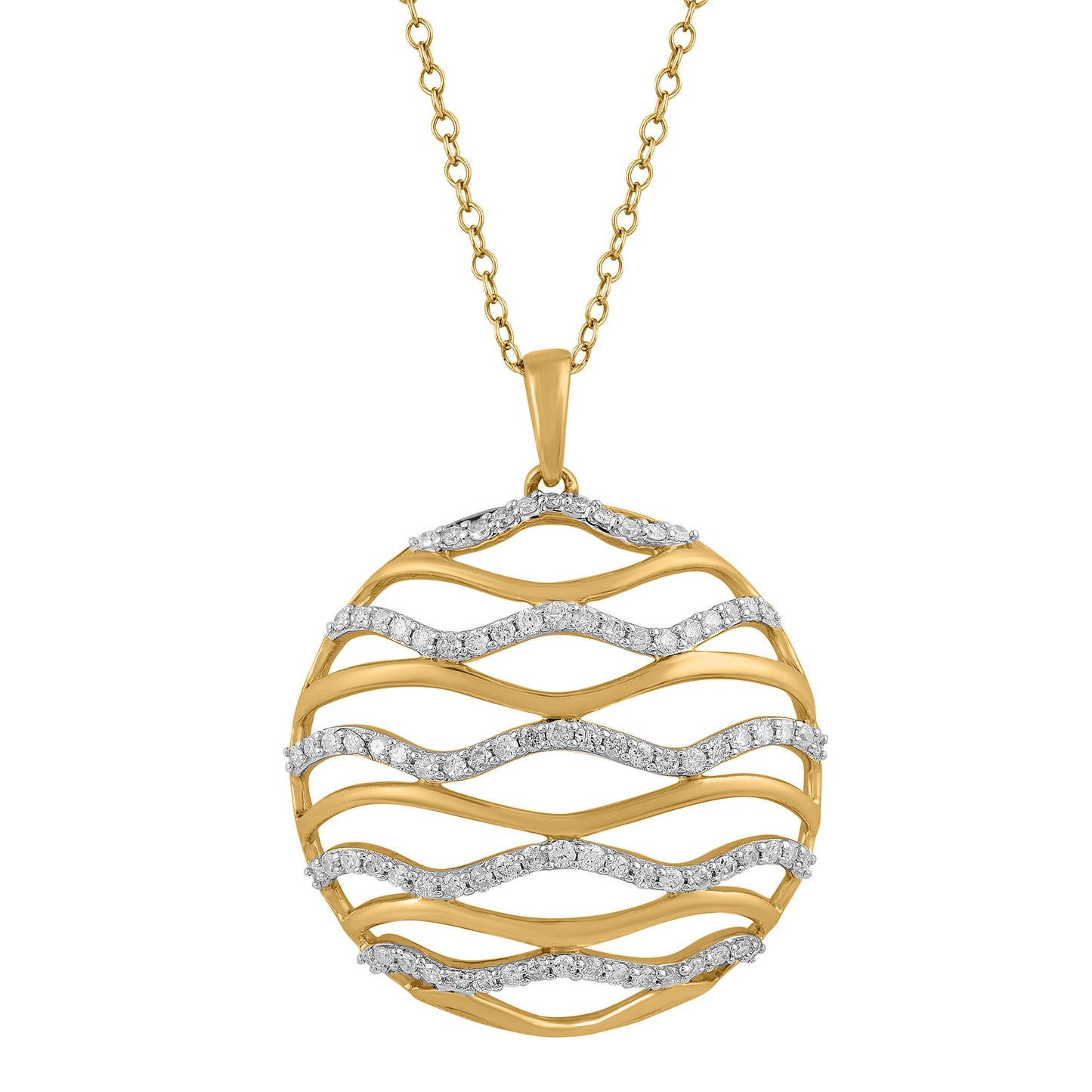 Circle Wave Pendant Necklace in 10K Gold