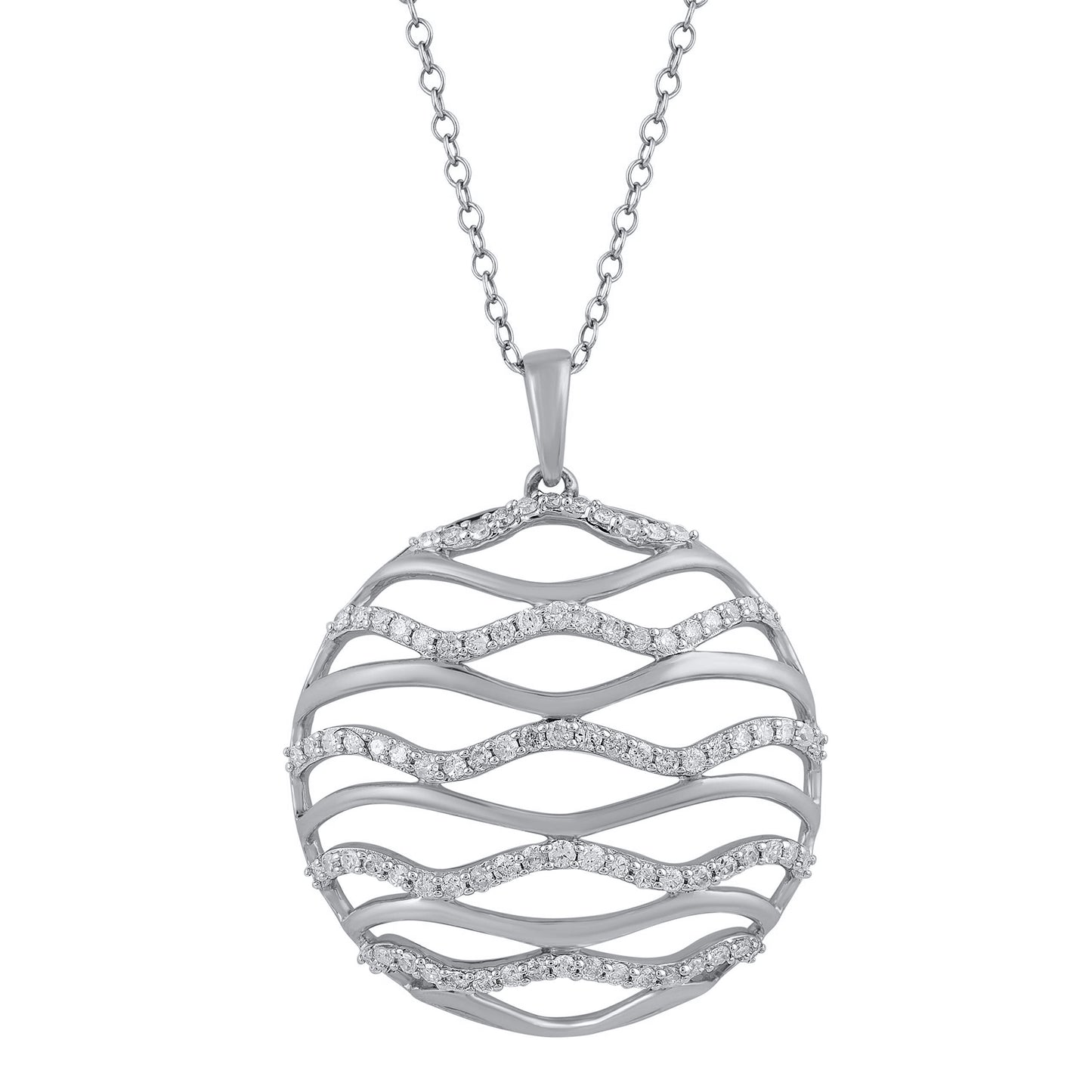 Circle Wave Pendant Necklace in 10K Gold