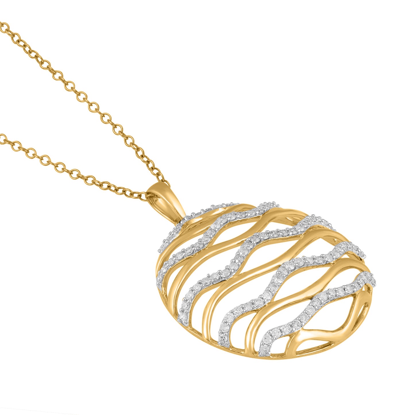 Circle Wave Pendant Necklace in 10K Gold