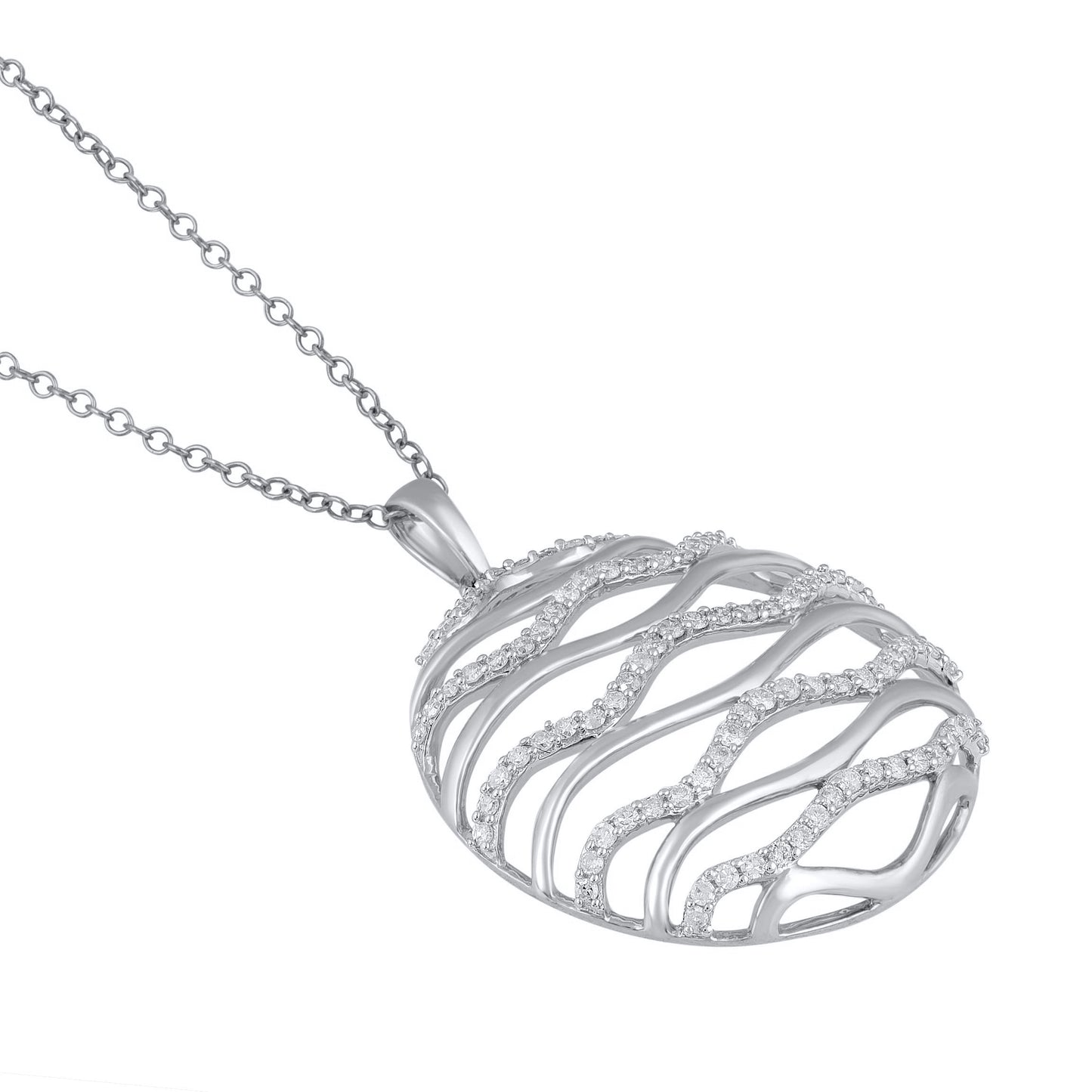 Circle Wave Pendant Necklace in 10K Gold