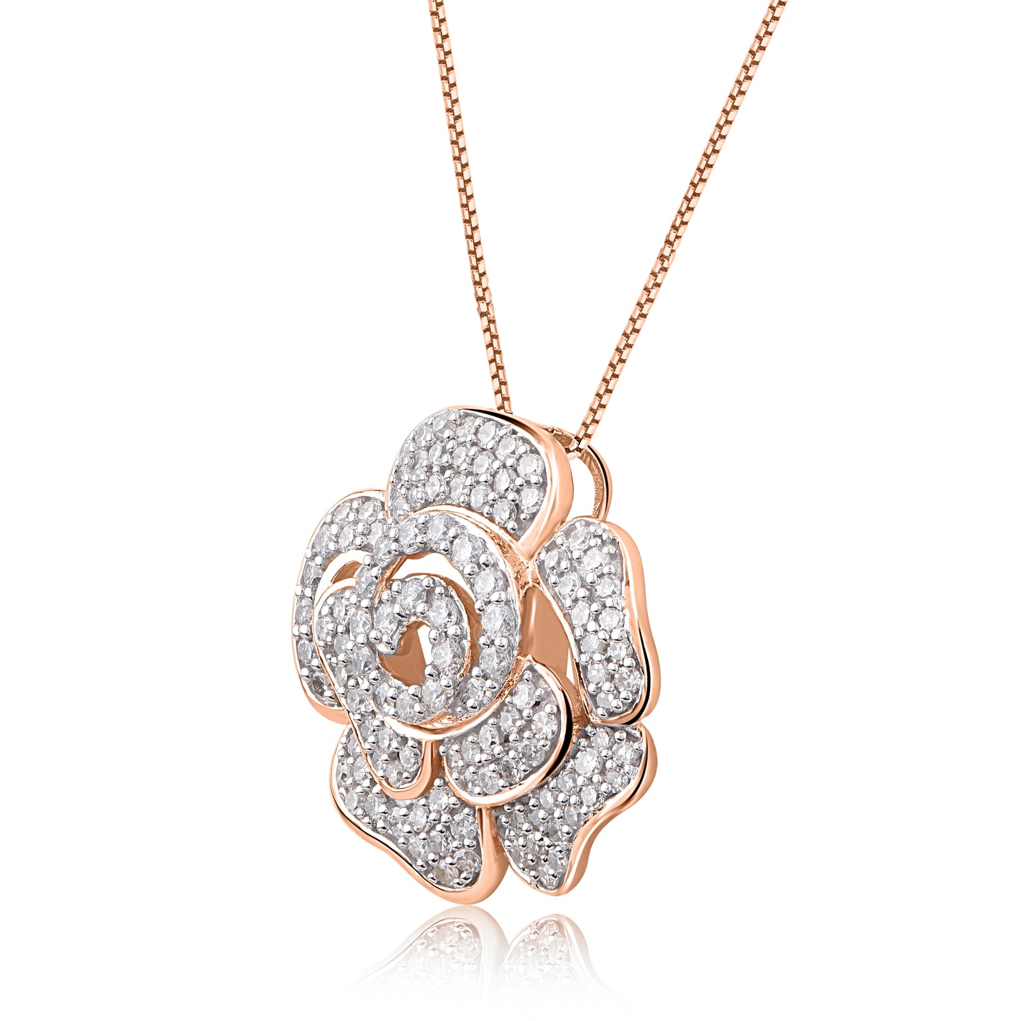 Rose Flower Pendant Necklace in 10k Gold