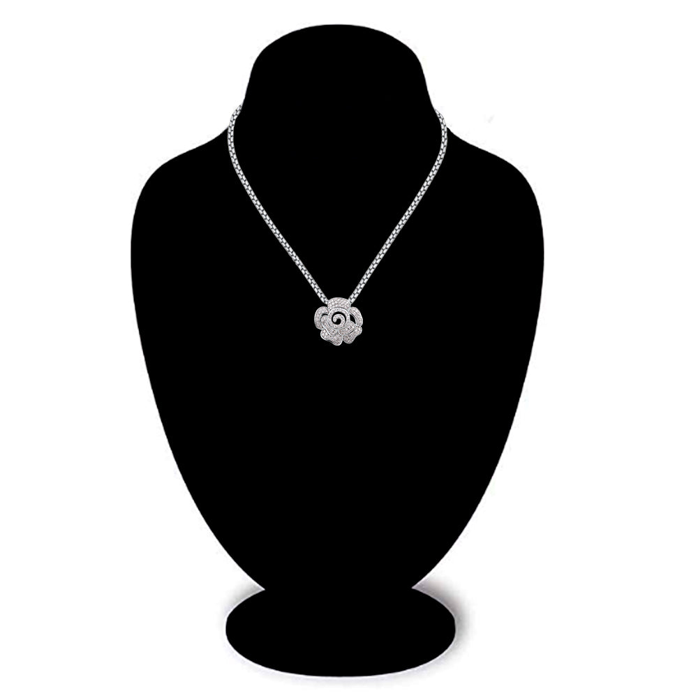 Rose Flower Pendant Necklace in 10k Gold