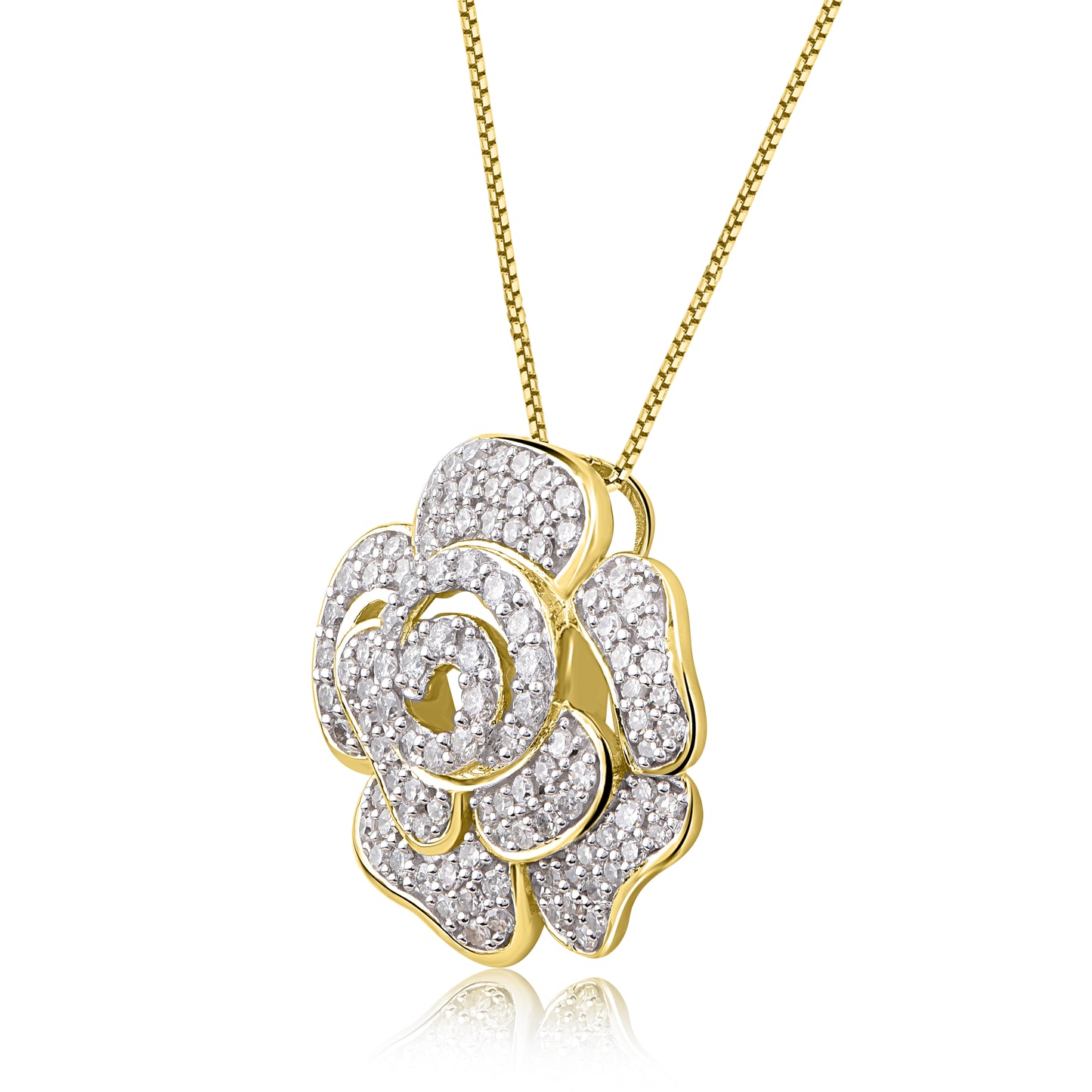 Rose Flower Pendant Necklace in 10k Gold