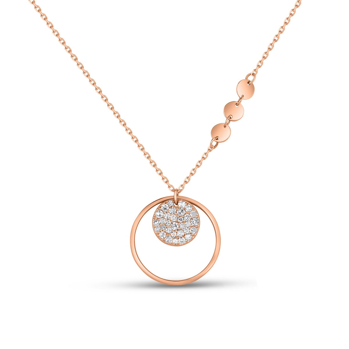 Circle Pave Pendant Necklace in 10K Gold
