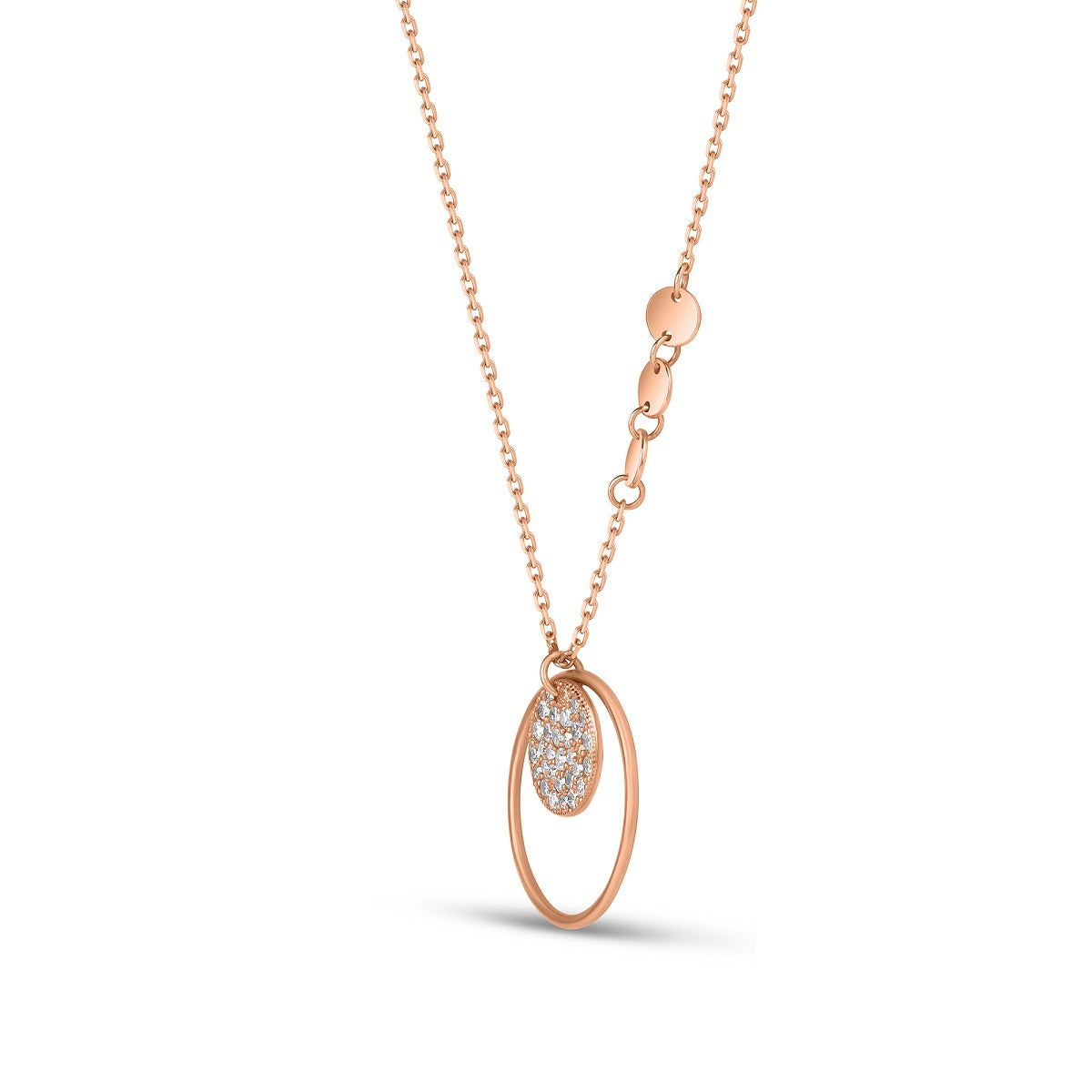 Circle Pave Pendant Necklace in 10K Gold