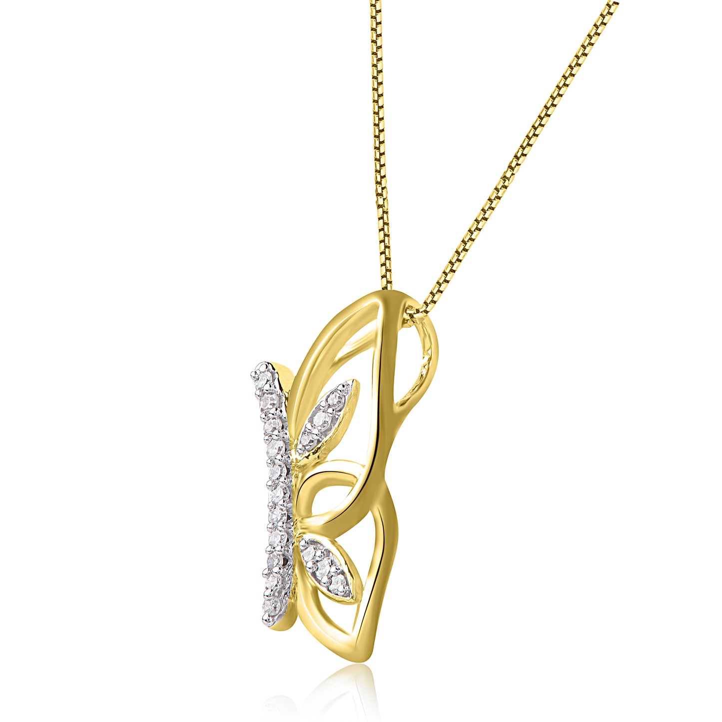 Butterfly Wing Pendant Necklace in 10K Gold