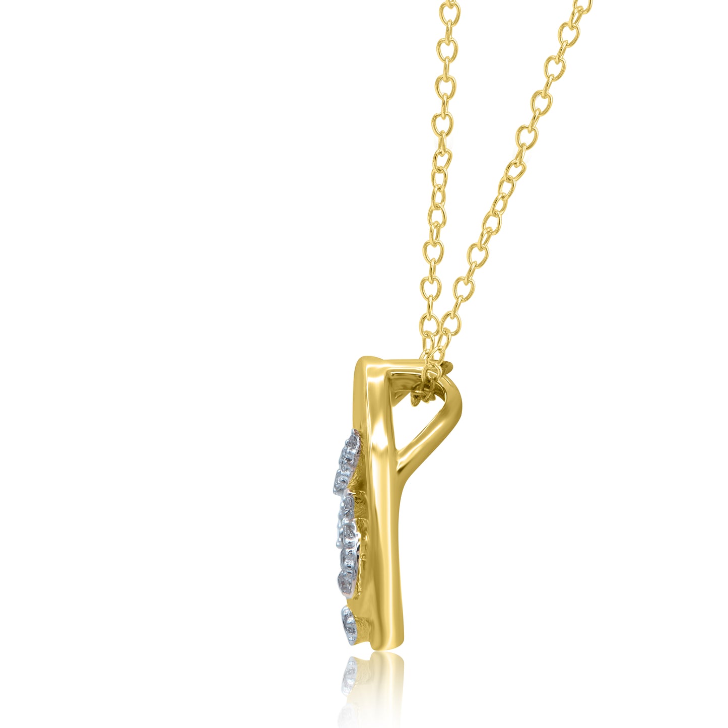 Leaf Vine Circle Pendant Necklace in 10K Gold