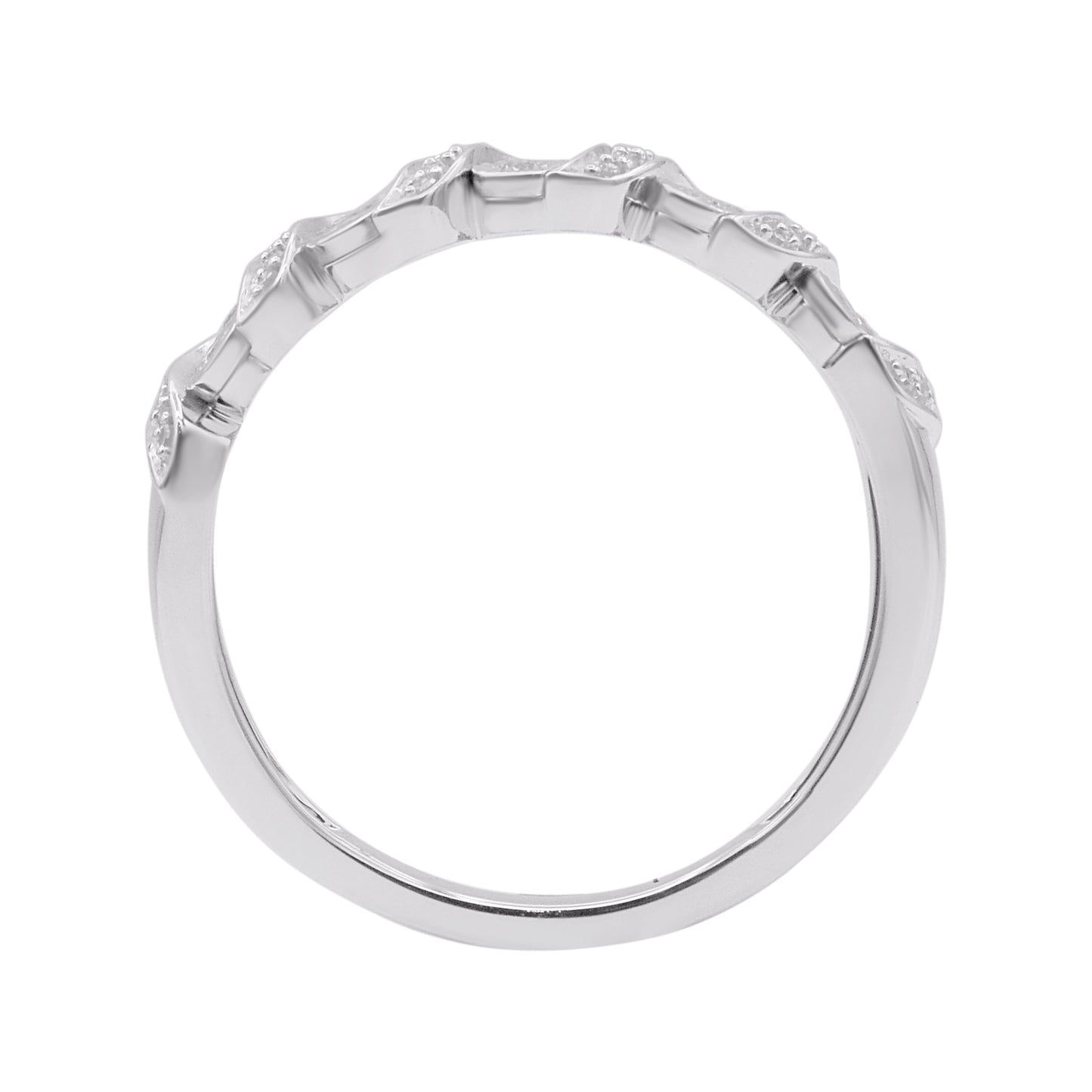 0.12 Carat Natural Diamond Wedding Band Ring 14K White Gold