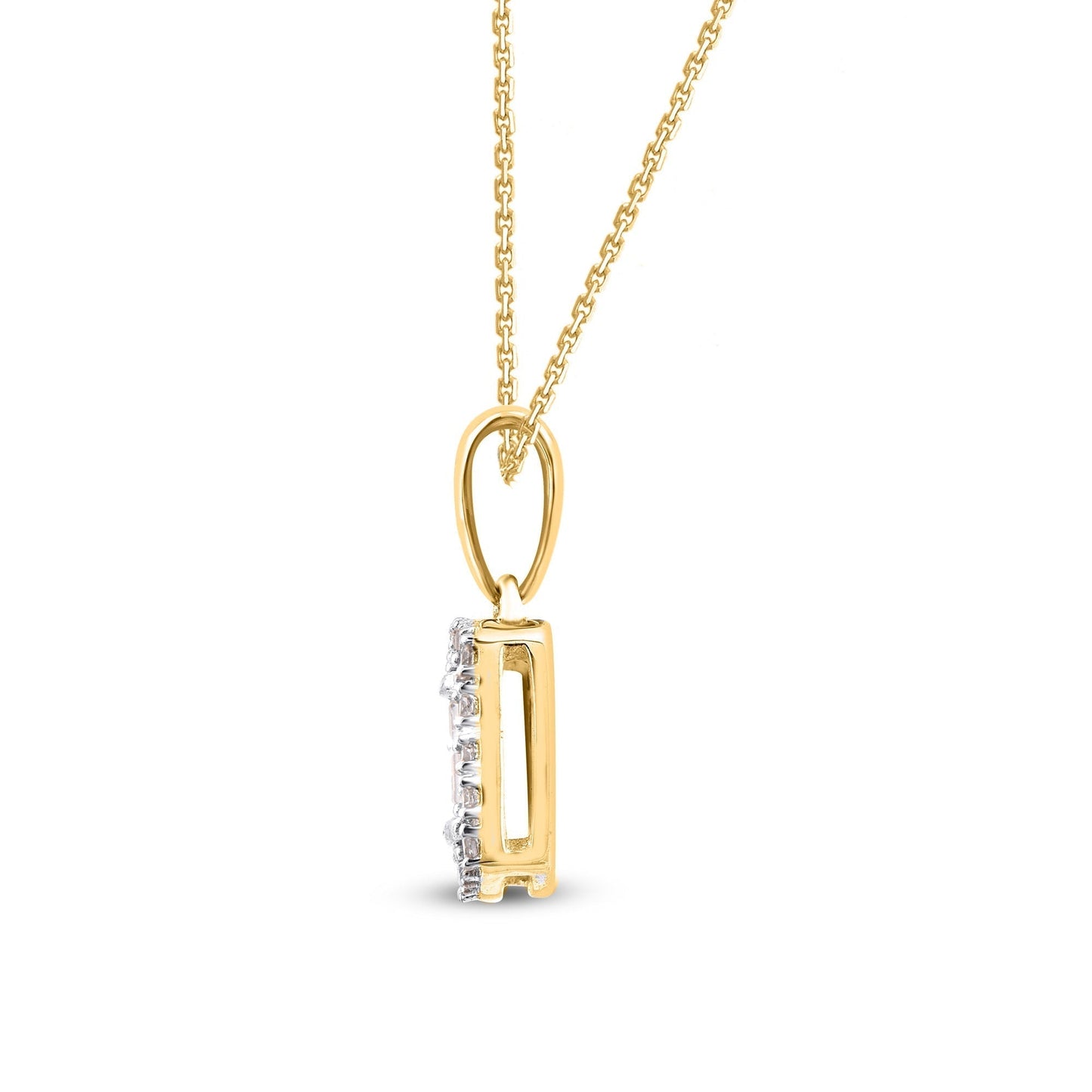 Baguette Halo Pendant Necklace in 10K Gold