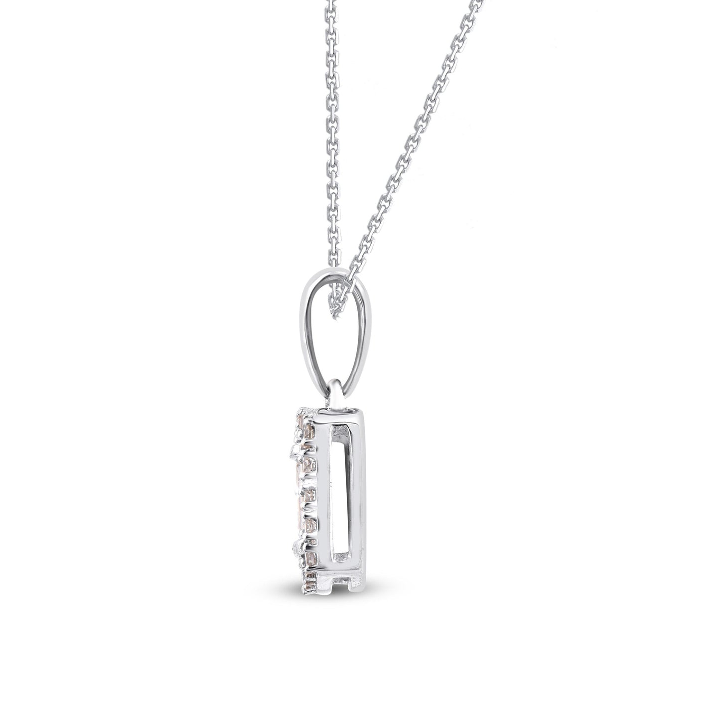 Baguette Halo Pendant Necklace in 10K Gold