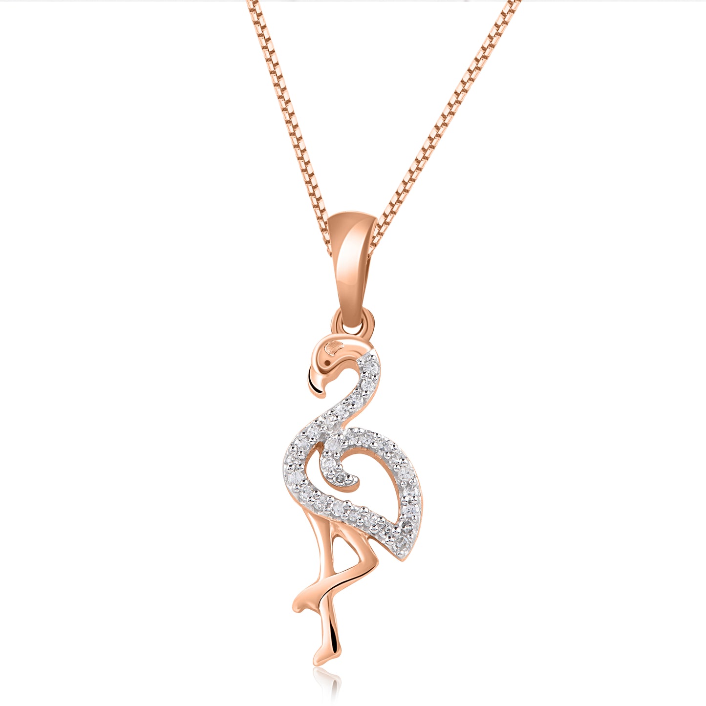 Flamingo Pendant Necklace in 10K Gold