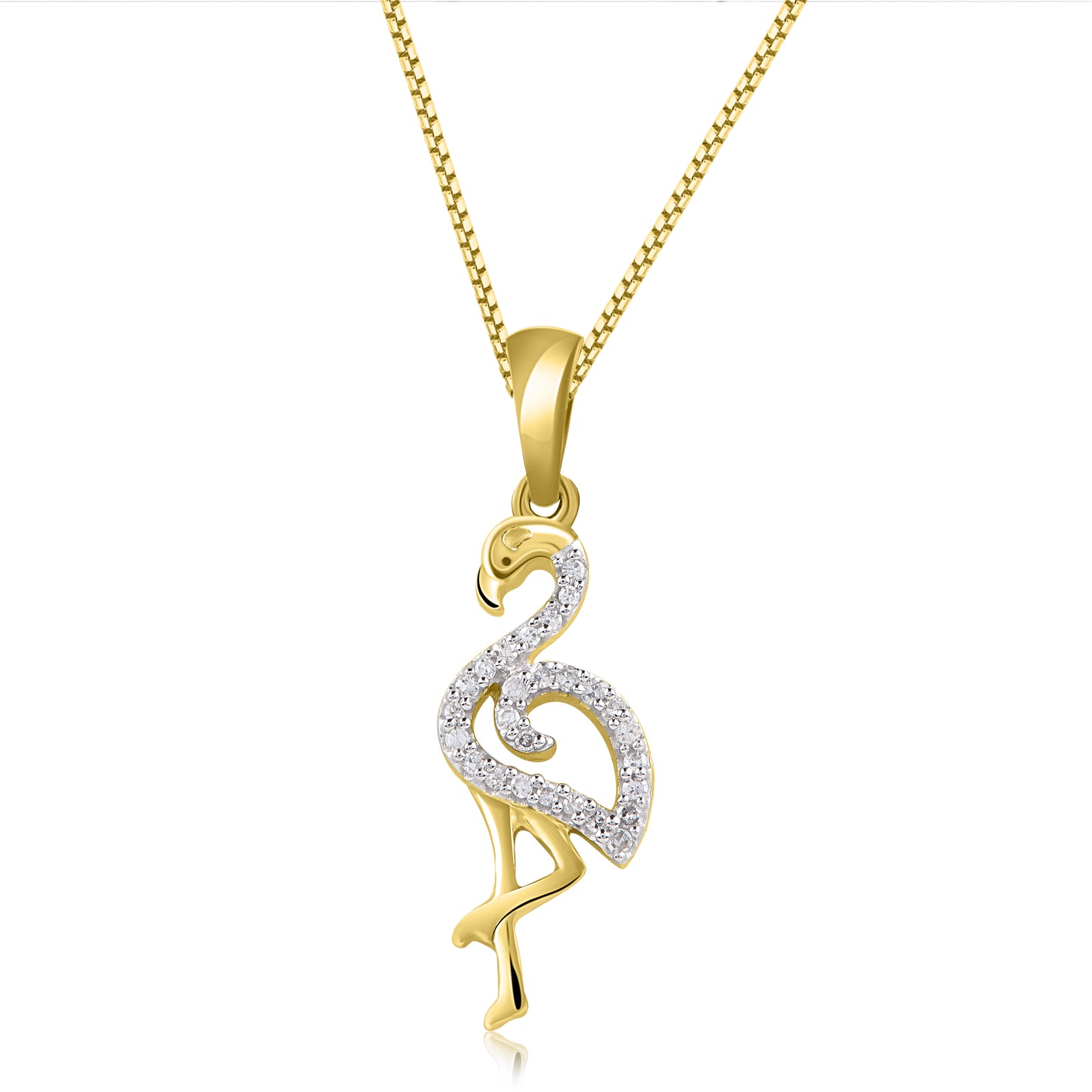 Flamingo Pendant Necklace in 10K Gold