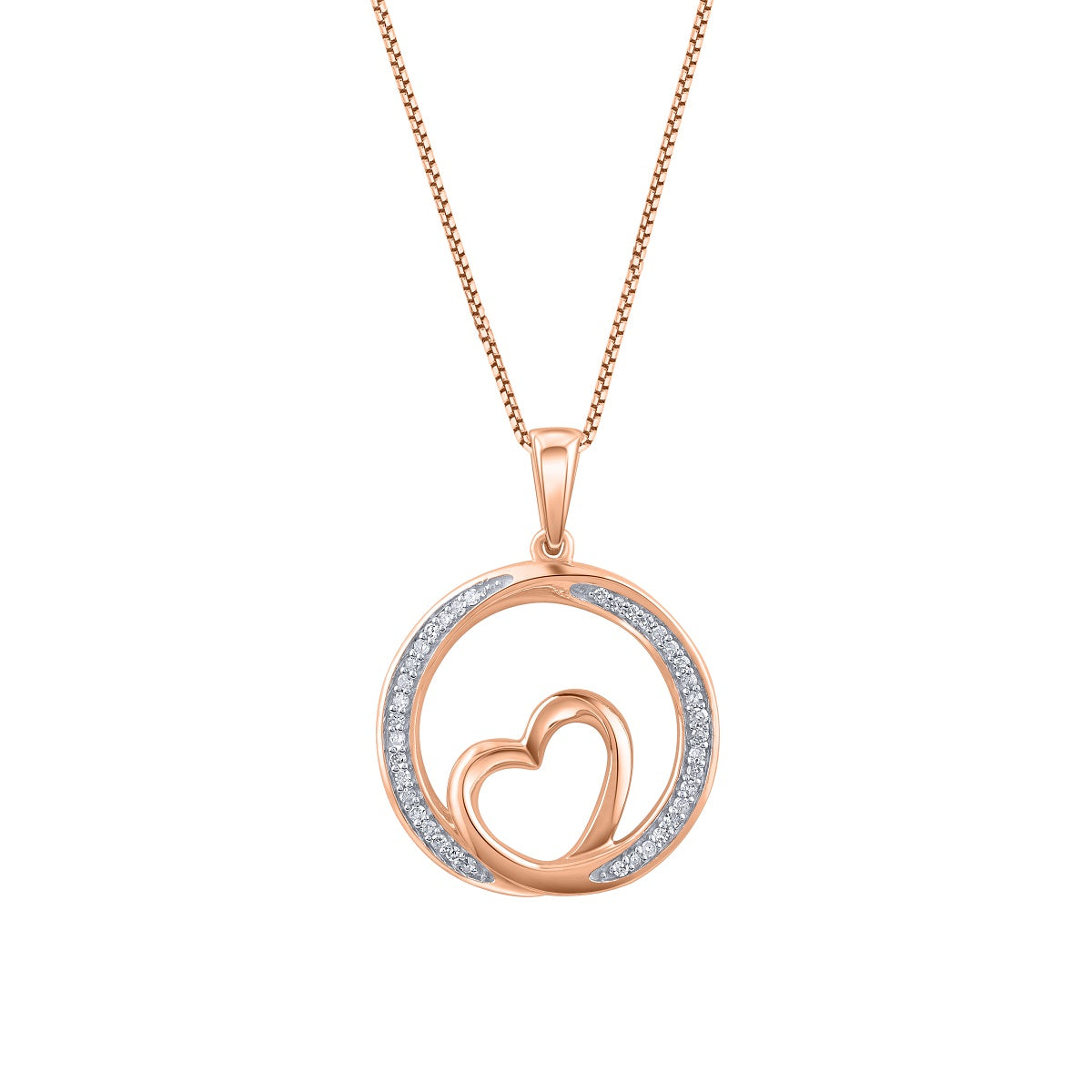 Circle Heart Pendant Necklace in 10k Gold