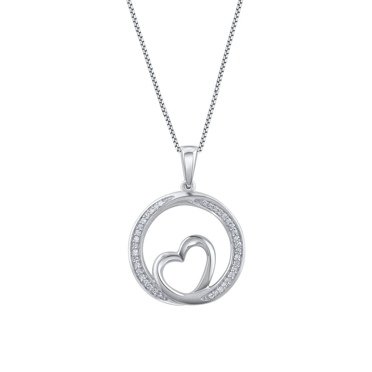 Circle Heart Pendant Necklace in 10k Gold