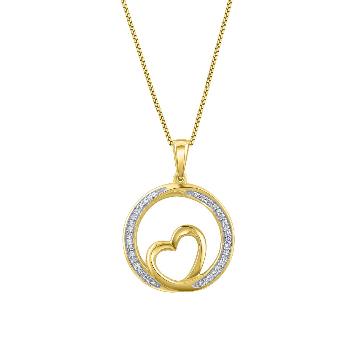 Circle Heart Pendant Necklace in 10k Gold