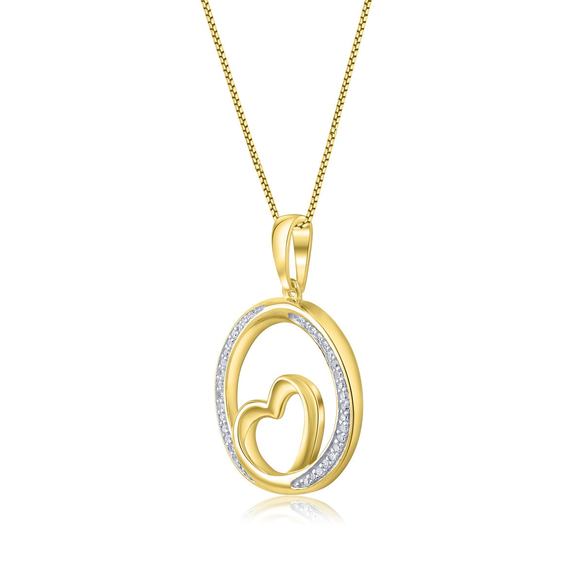 Circle Heart Pendant Necklace in 10k Gold
