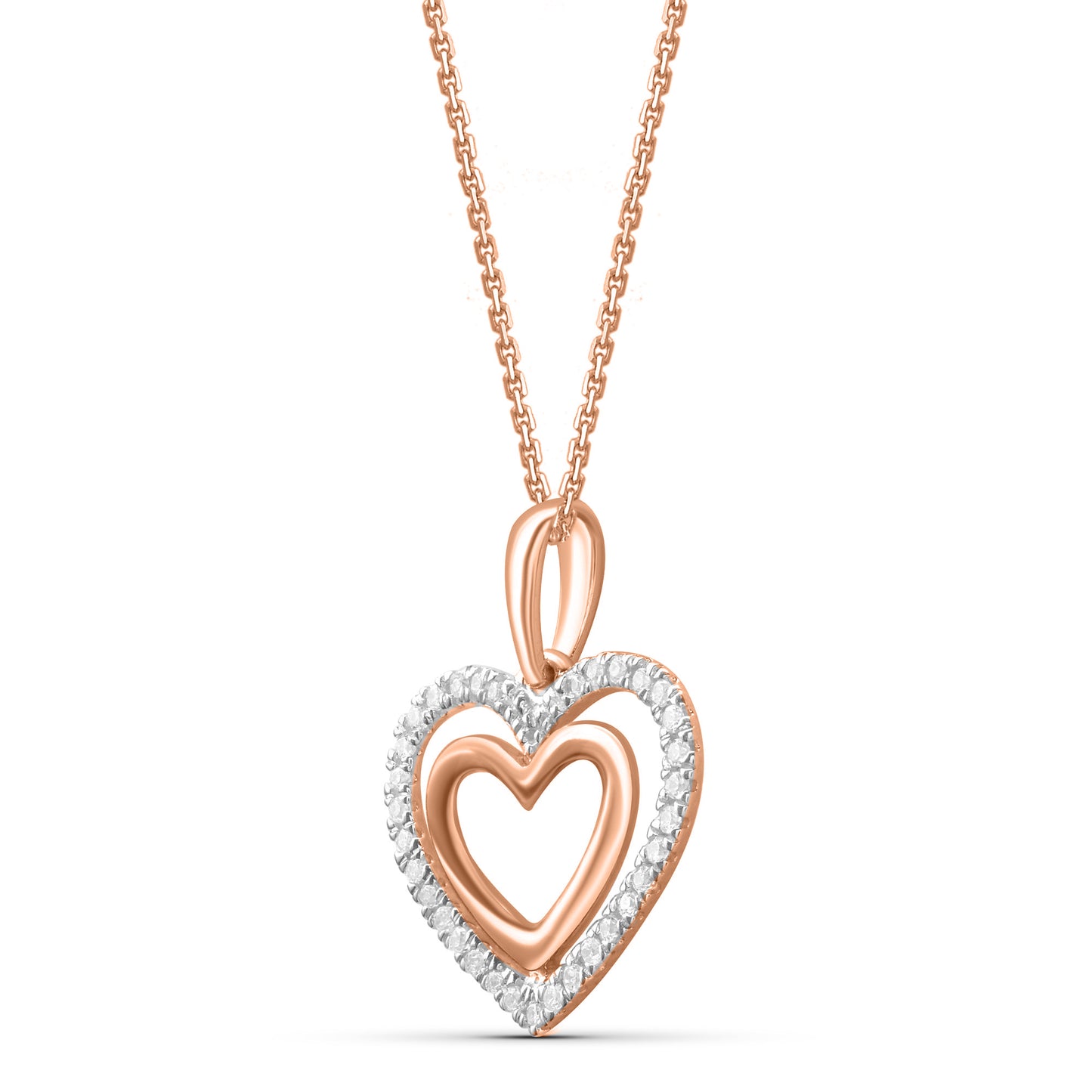 Double Heart Pendant Necklace in 10K Gold