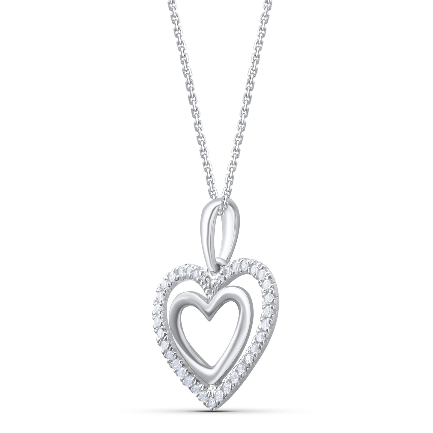 Double Heart Pendant Necklace in 10K Gold