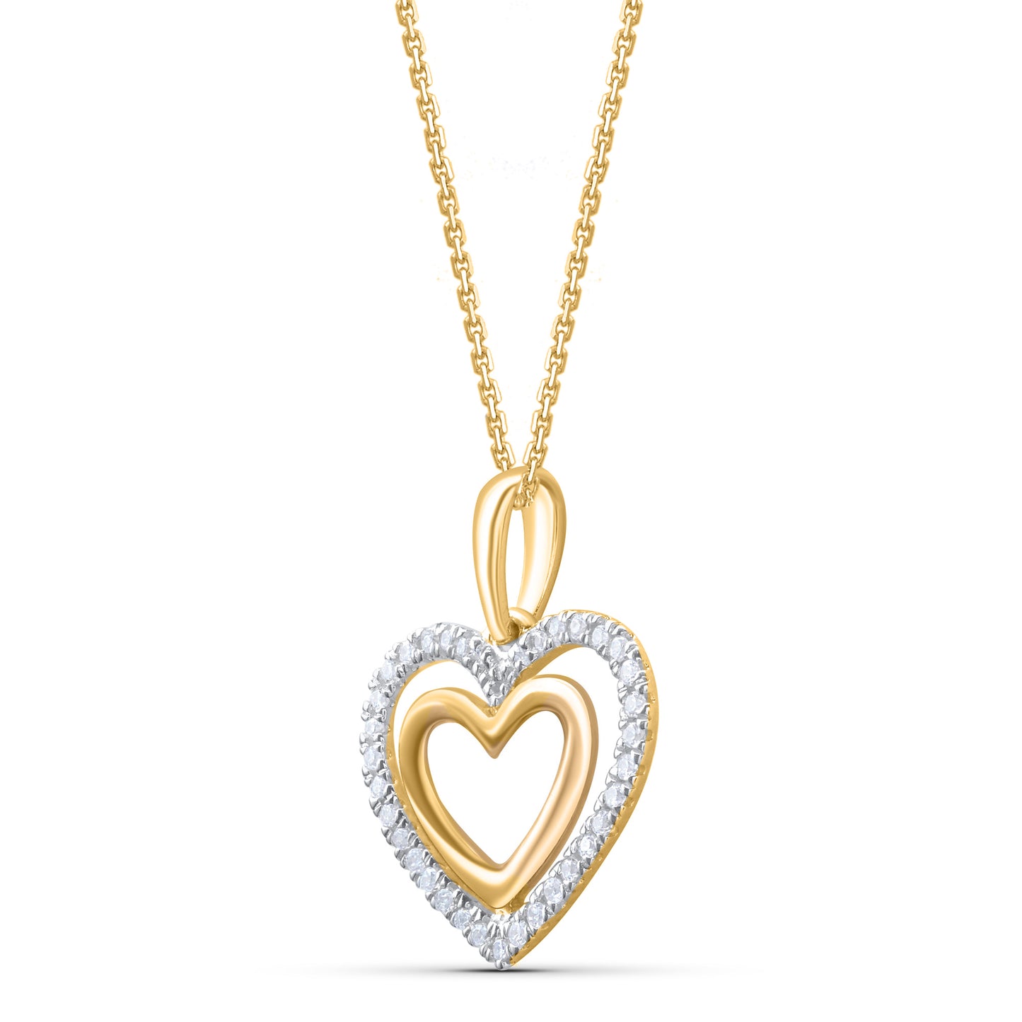 Double Heart Pendant Necklace in 10K Gold