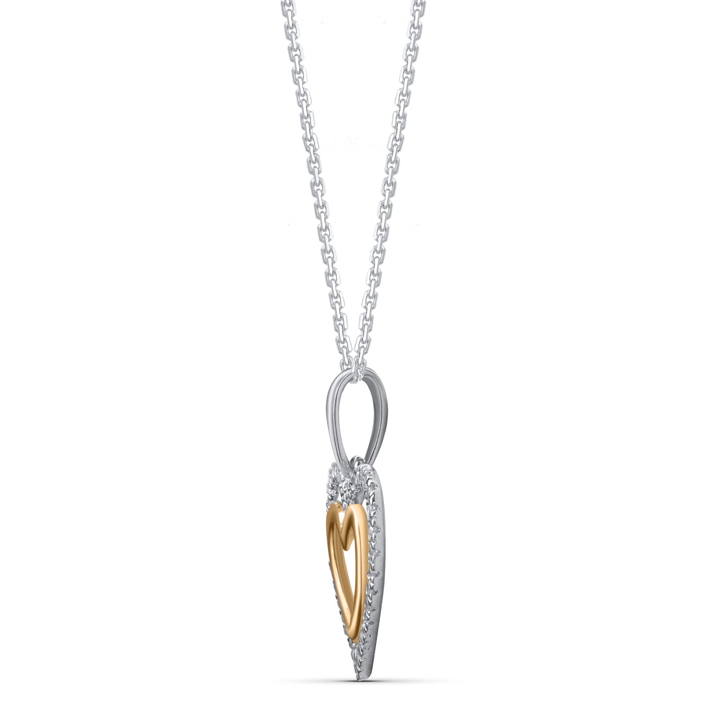 Double Heart Pendant Necklace in 10K Gold