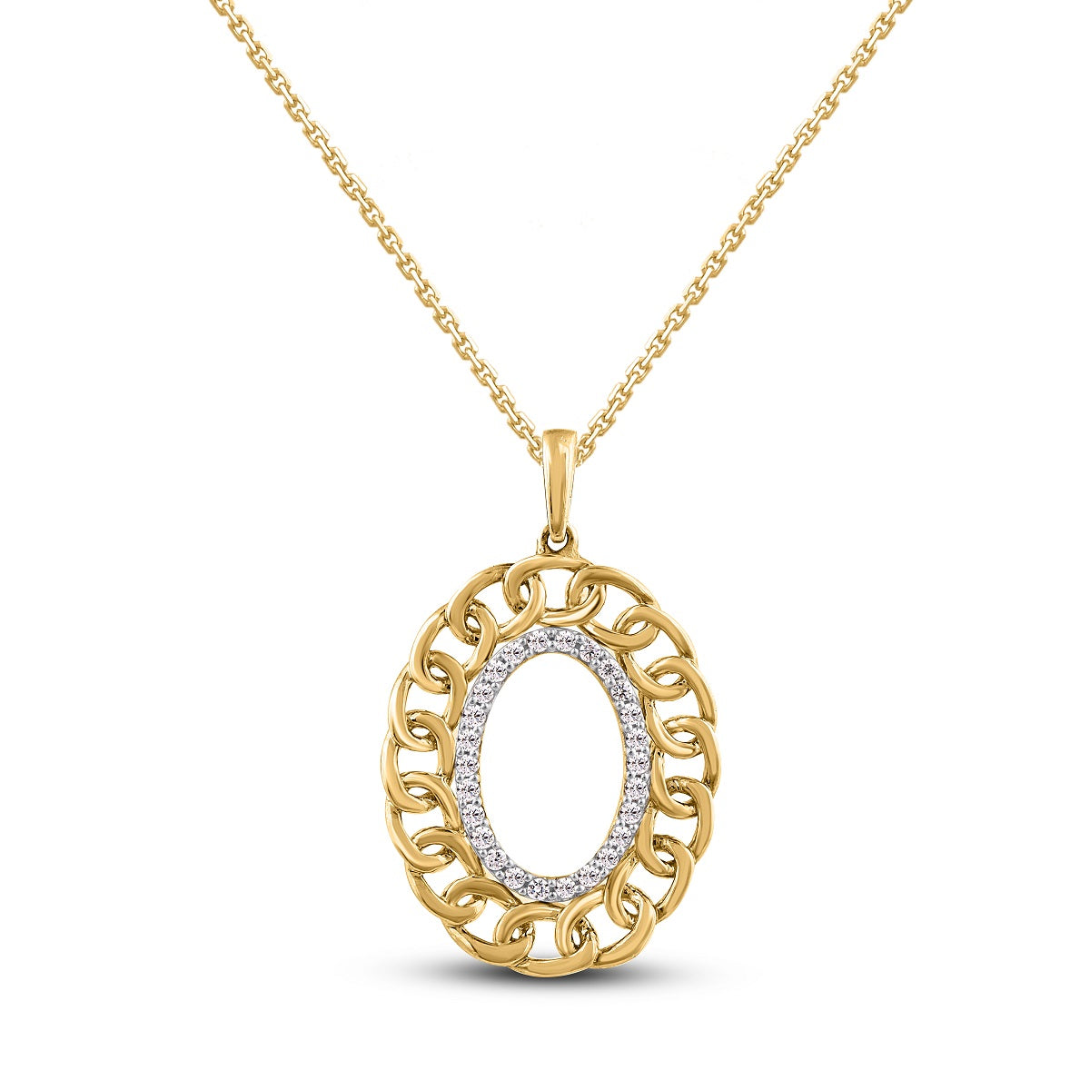Interlocking Oval Pendant Necklace in 10KT Gold