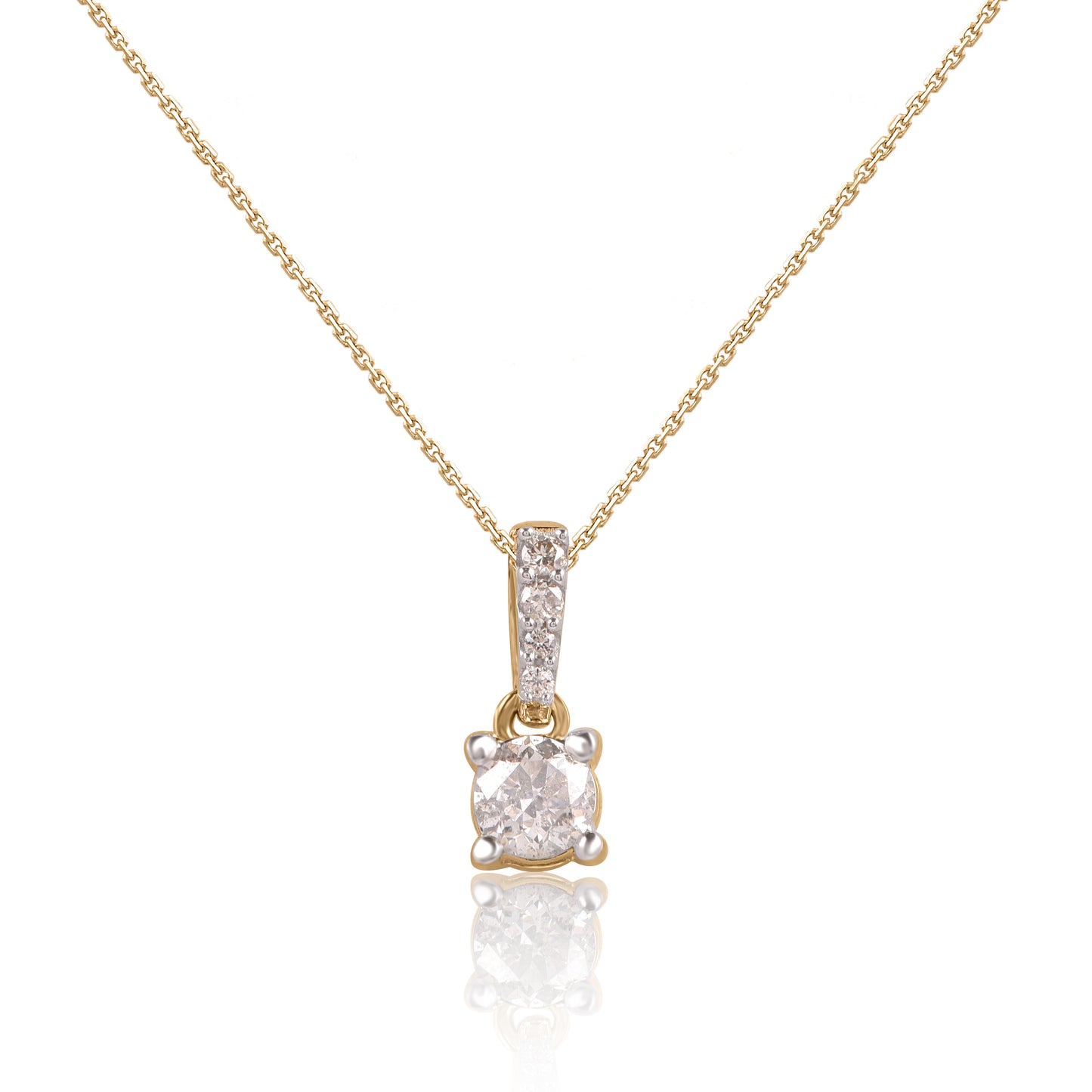 Solitaire Diamond Pendant Necklace in 10K Gold