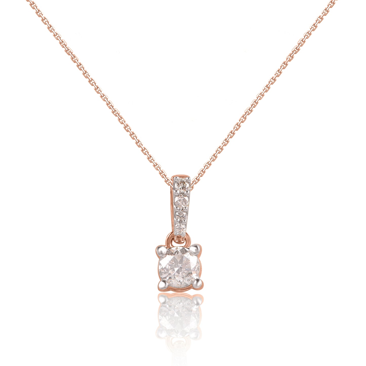Solitaire Diamond Pendant Necklace in 10K Gold