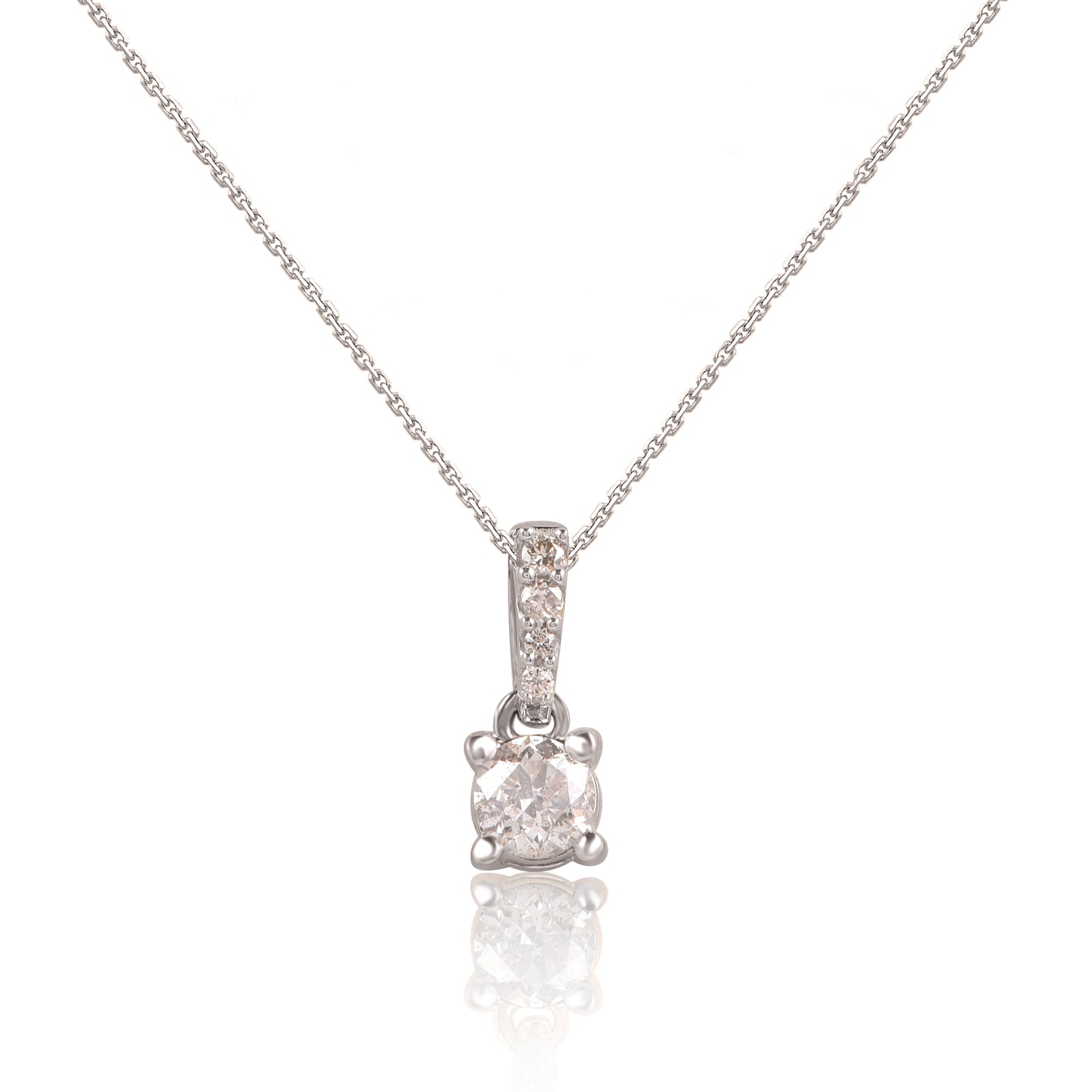 Solitaire Diamond Pendant Necklace in 10K Gold