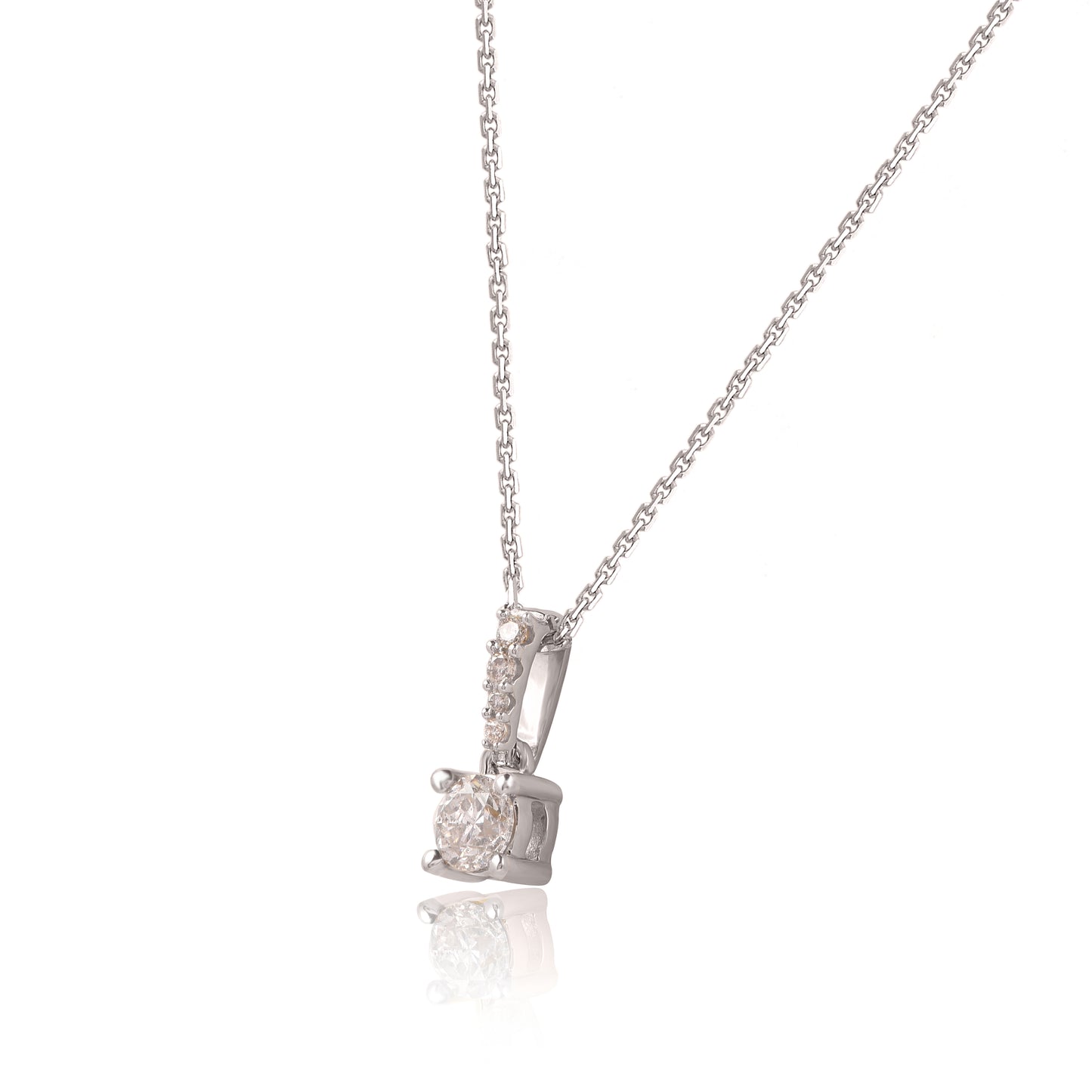 Solitaire Diamond Pendant Necklace in 10K Gold