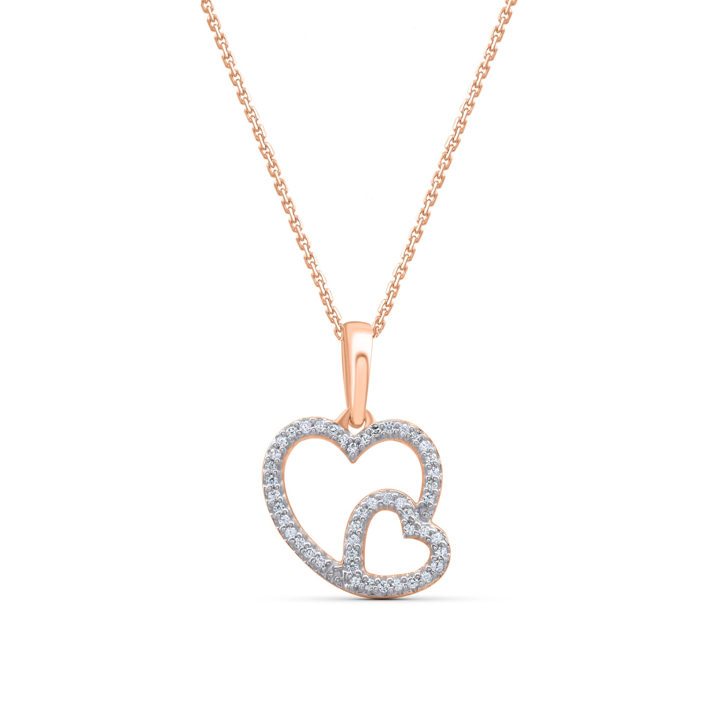 Double Heart Pendant Necklace in 10K Gold