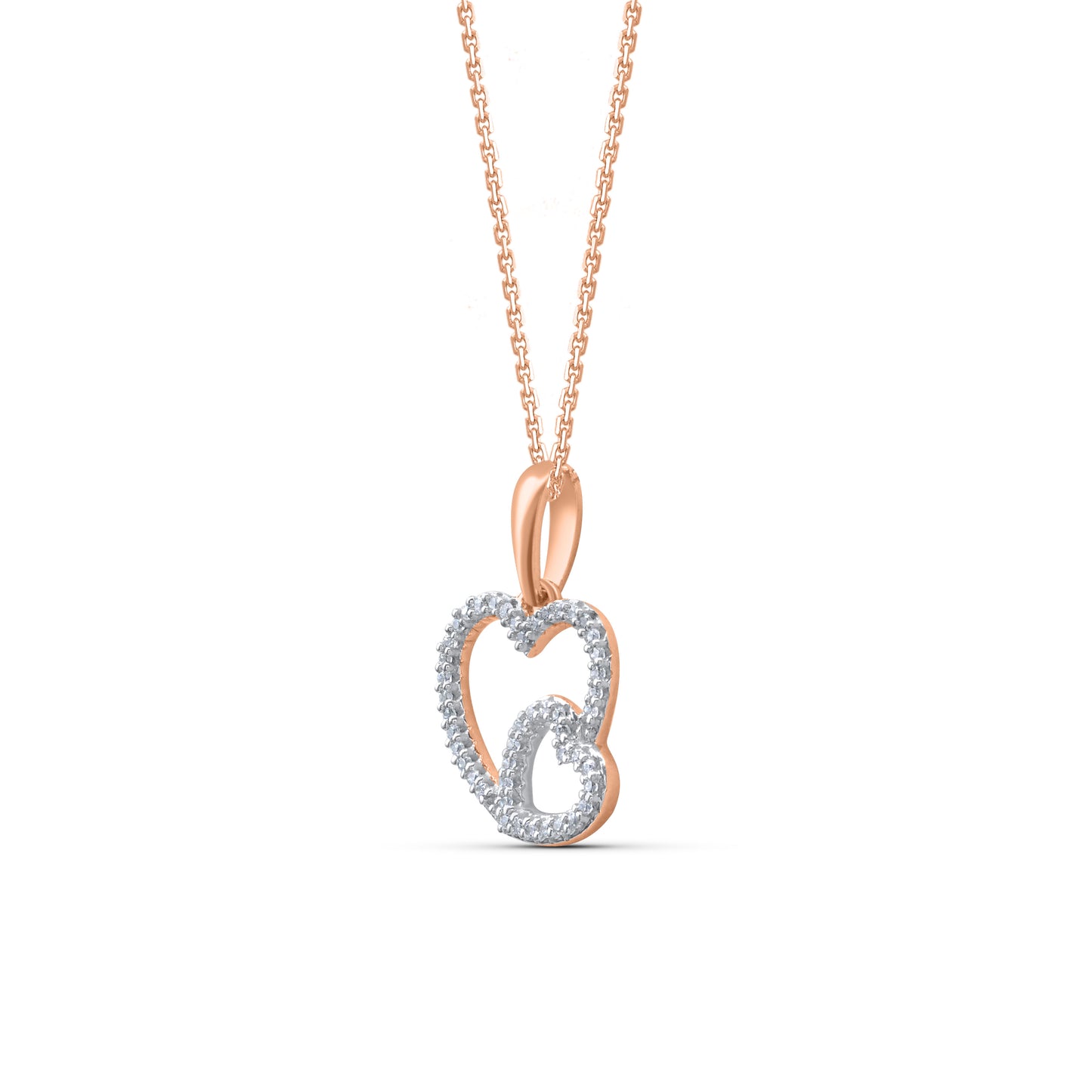 Double Heart Pendant Necklace in 10K Gold