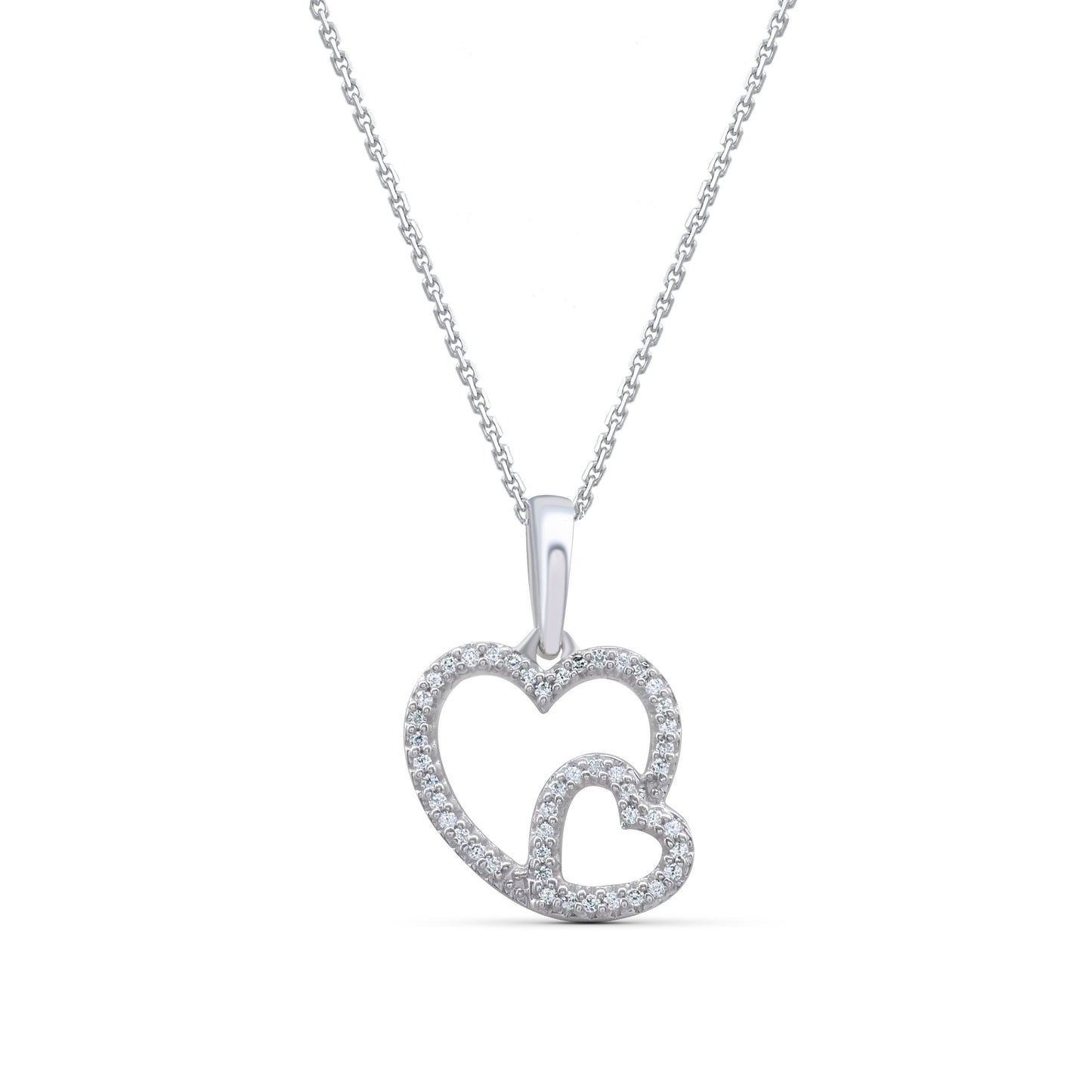 Double Heart Pendant Necklace in 10K Gold