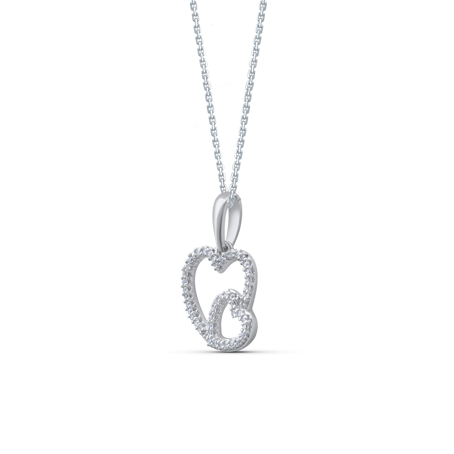 Double Heart Pendant Necklace in 10K Gold