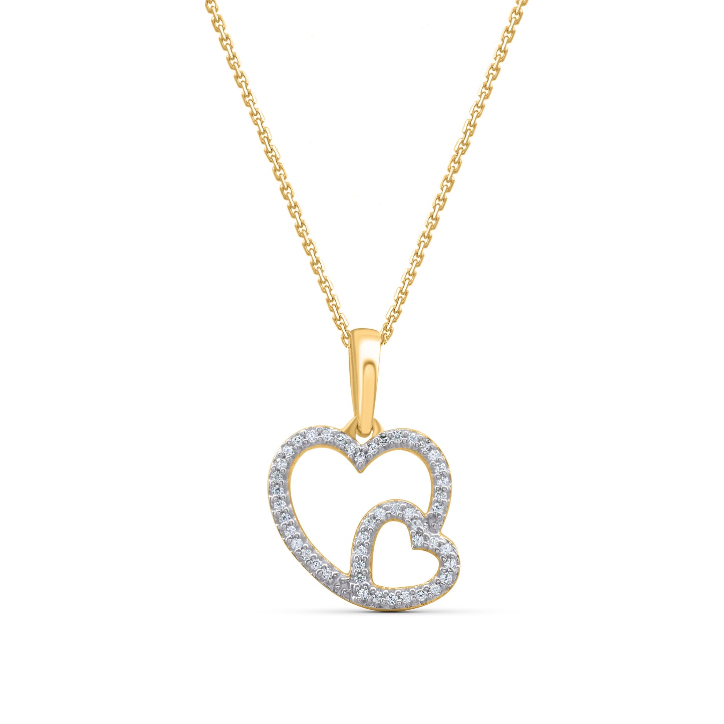 Double Heart Pendant Necklace in 10K Gold