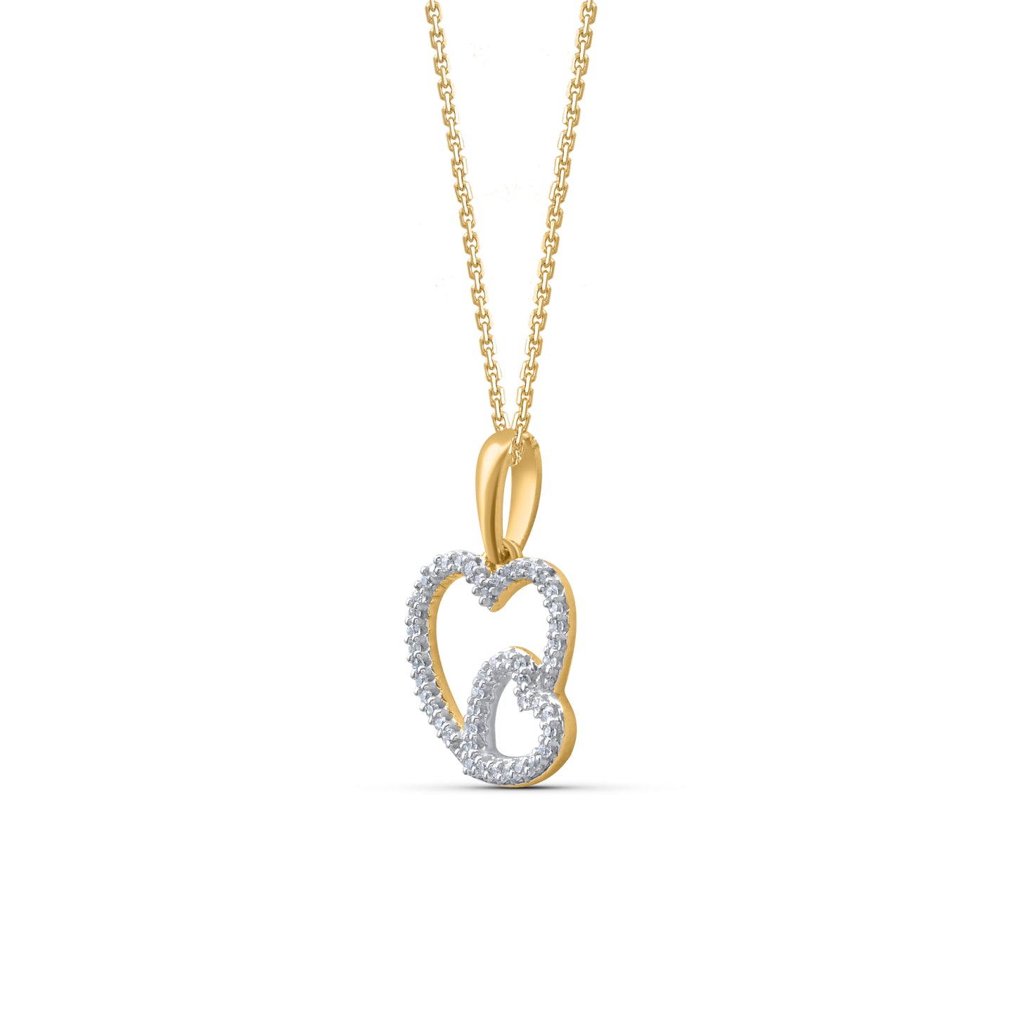 Double Heart Pendant Necklace in 10K Gold