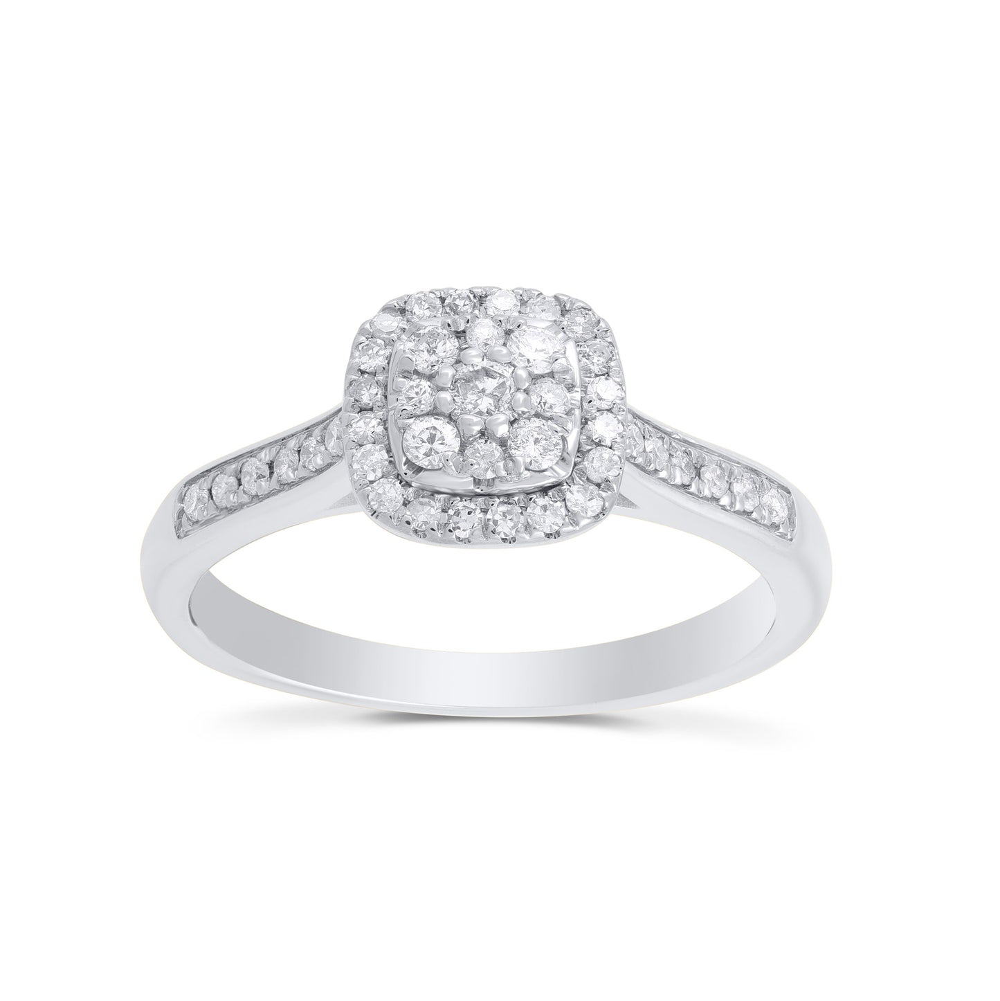 1/3 Carat Natural Diamond Cushion Cluster Ring in 10K Gold