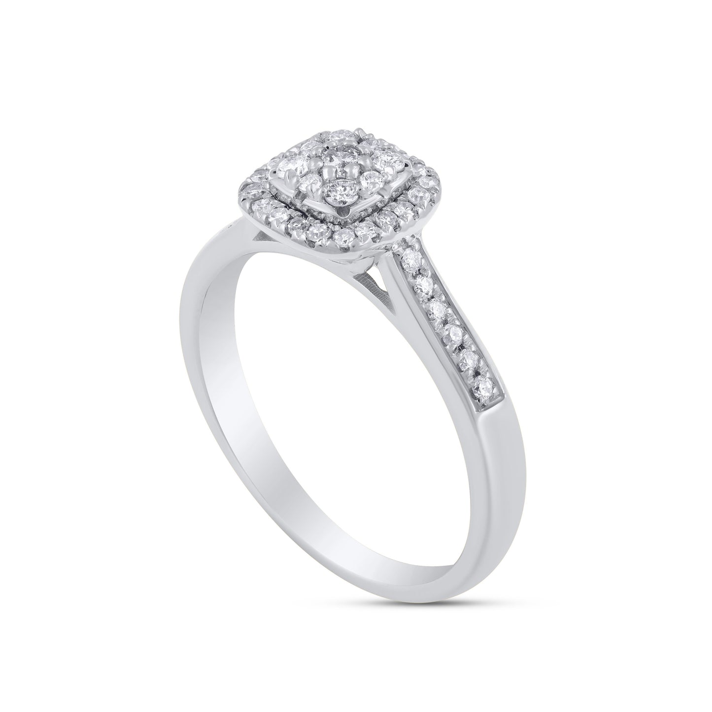 1/3 Carat Natural Diamond Cushion Cluster Ring in 10K Gold
