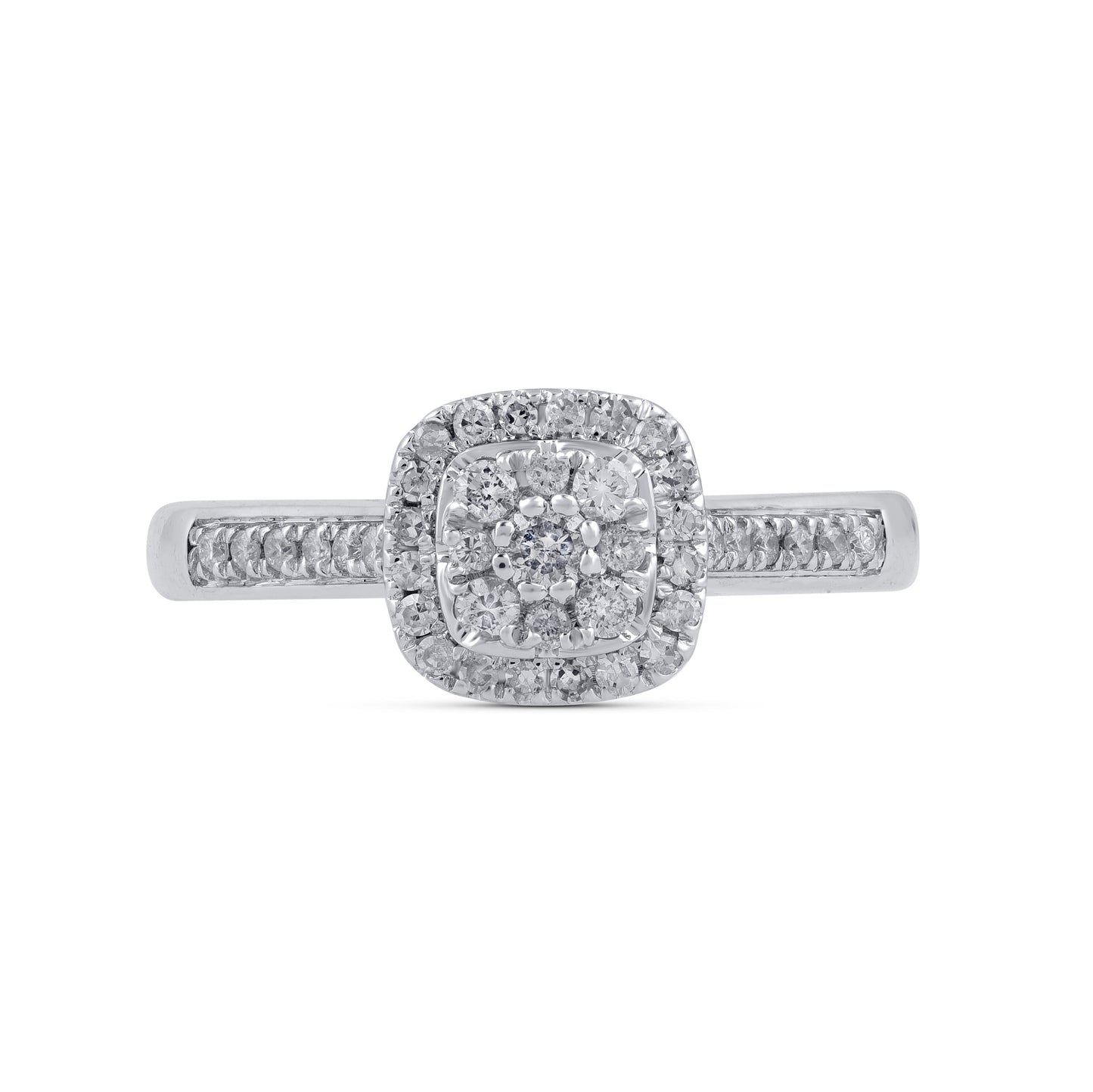 1/3 Carat Natural Diamond Cushion Cluster Ring in 10K Gold