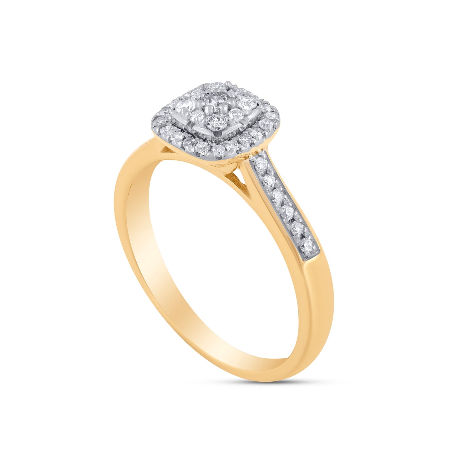 1/3 Carat Natural Diamond Cushion Cluster Ring in 10K Gold
