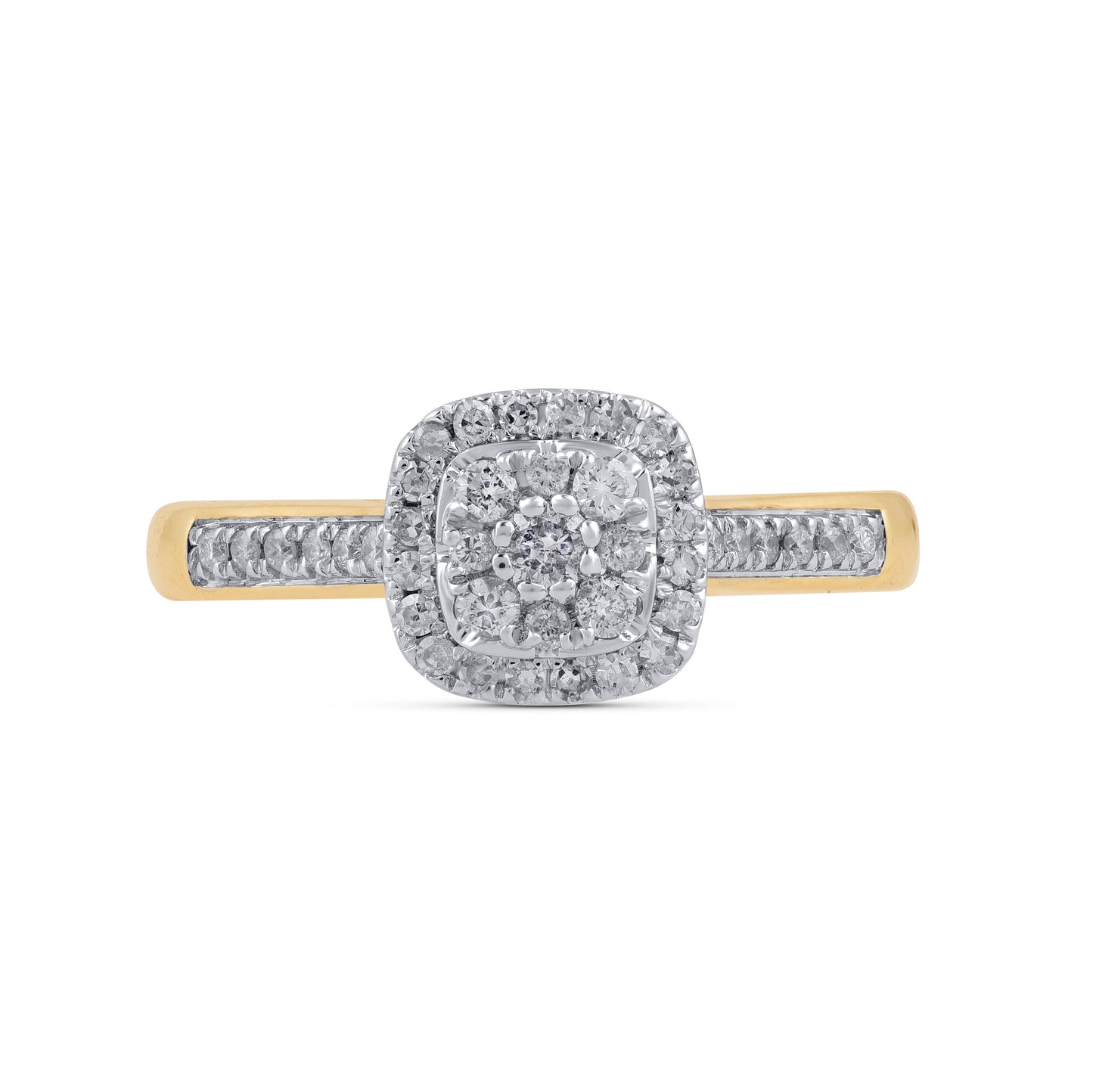 1/3 Carat Natural Diamond Cushion Cluster Ring in 10K Gold