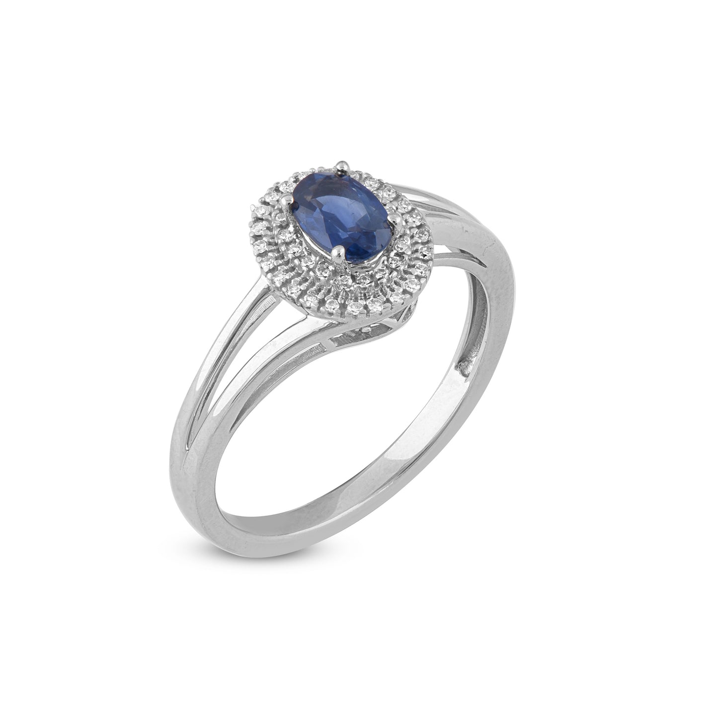 Blue Sapphire Halo Ring in 10KT Gold