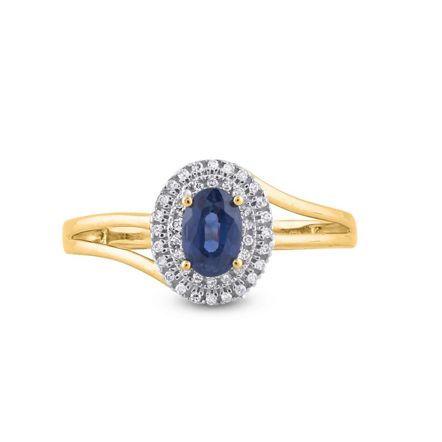 Blue Sapphire Halo Ring in 10KT Gold