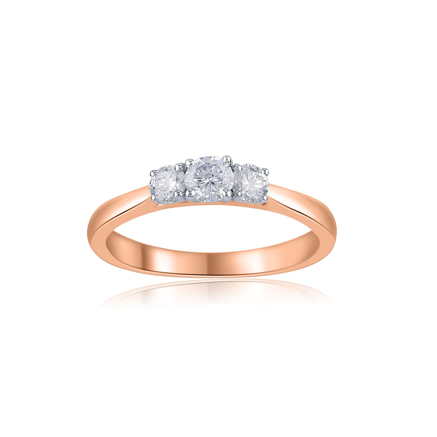 Three Stone Engagement Ring in 14K Gold