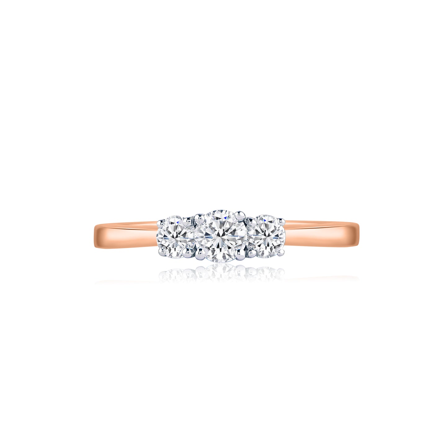 Three Stone Engagement Ring in 14K Gold