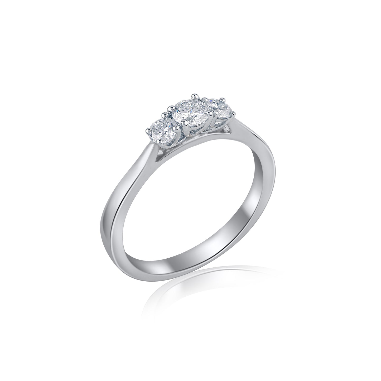Three Stone Engagement Ring in 14K Gold