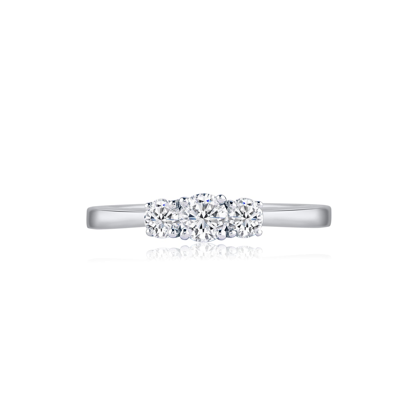 Three Stone Engagement Ring in 14K Gold