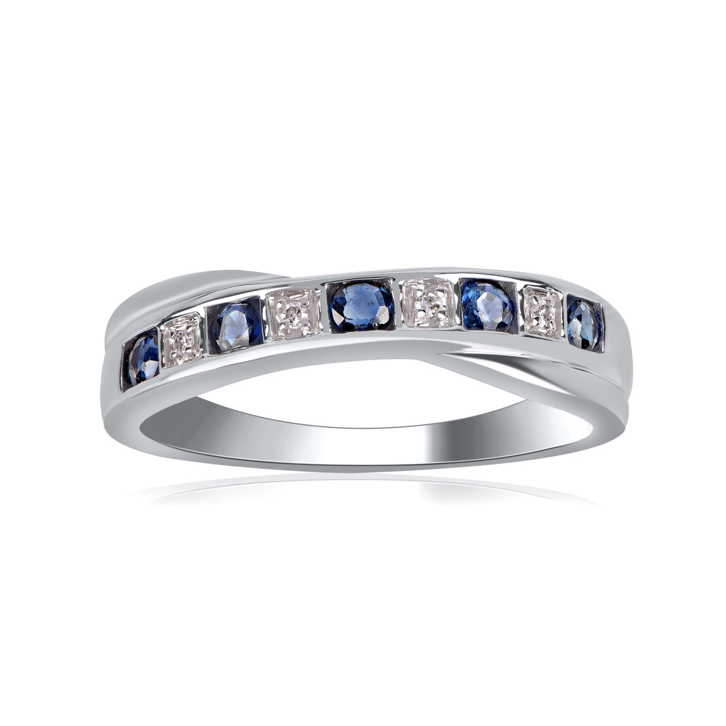 Blue Sapphire Crisscross Ring in 10KT Gold